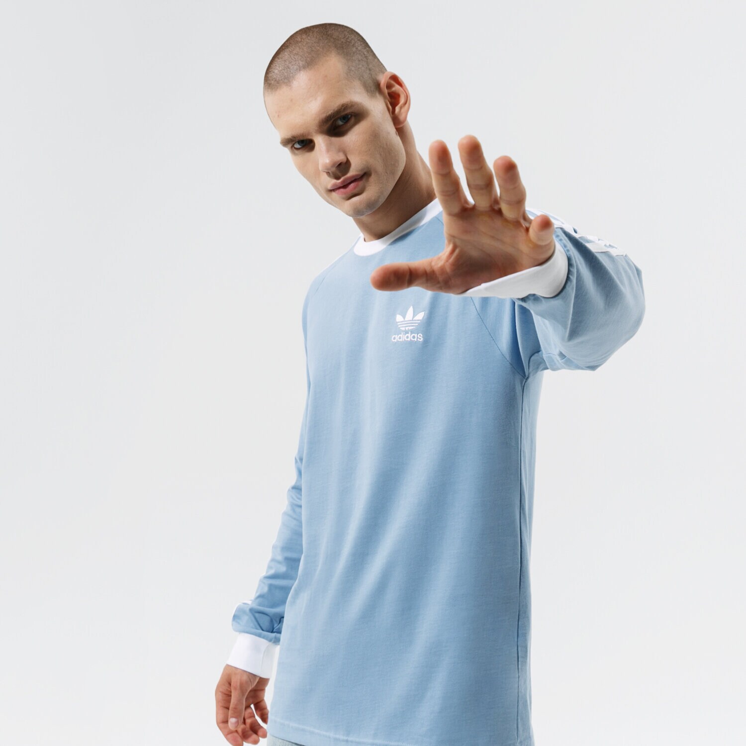 Bărbați tricou ADIDAS TRICOU 3-STRIPES LS T H37777 Albastru