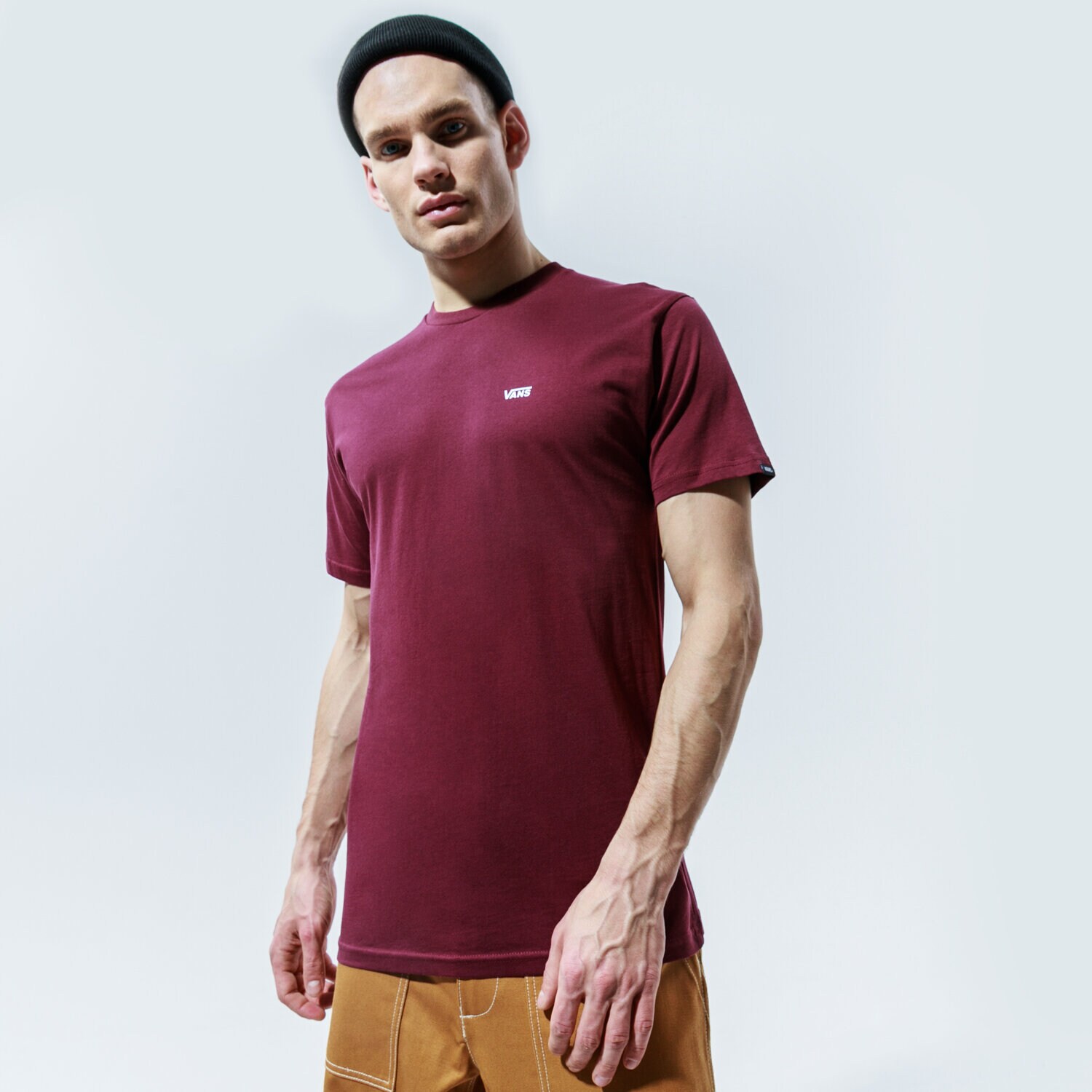 Bărbați tricou VANS TRICOU LEFT CHEST LOGO TEE PORT ROYALE-WHITE VN0A3CZEK1O1 Bordo