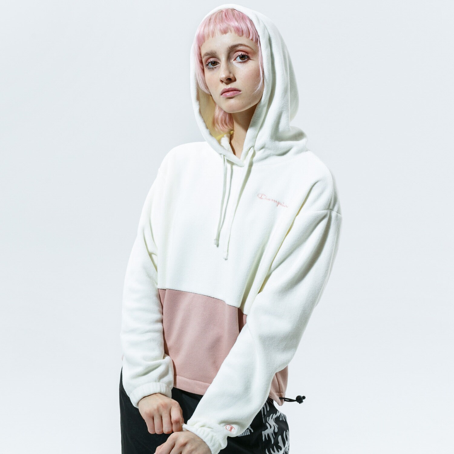 Femei bluză CHAMPION BLUZĂ CU GLUGĂ HOODED SWEATSHIRT 113231WW005 Bej