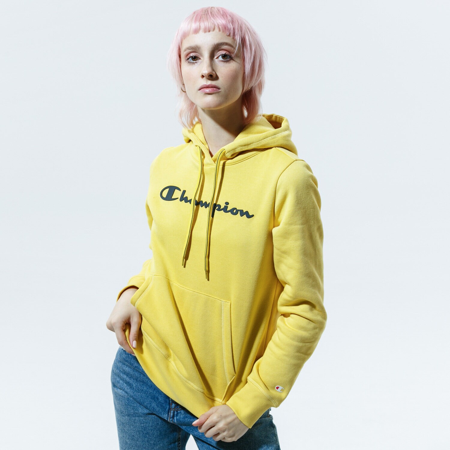 Femei bluză CHAMPION BLUZĂ CU GLUGĂ HOODED SWEATSHIRT 113207YS087 Galben Muștar