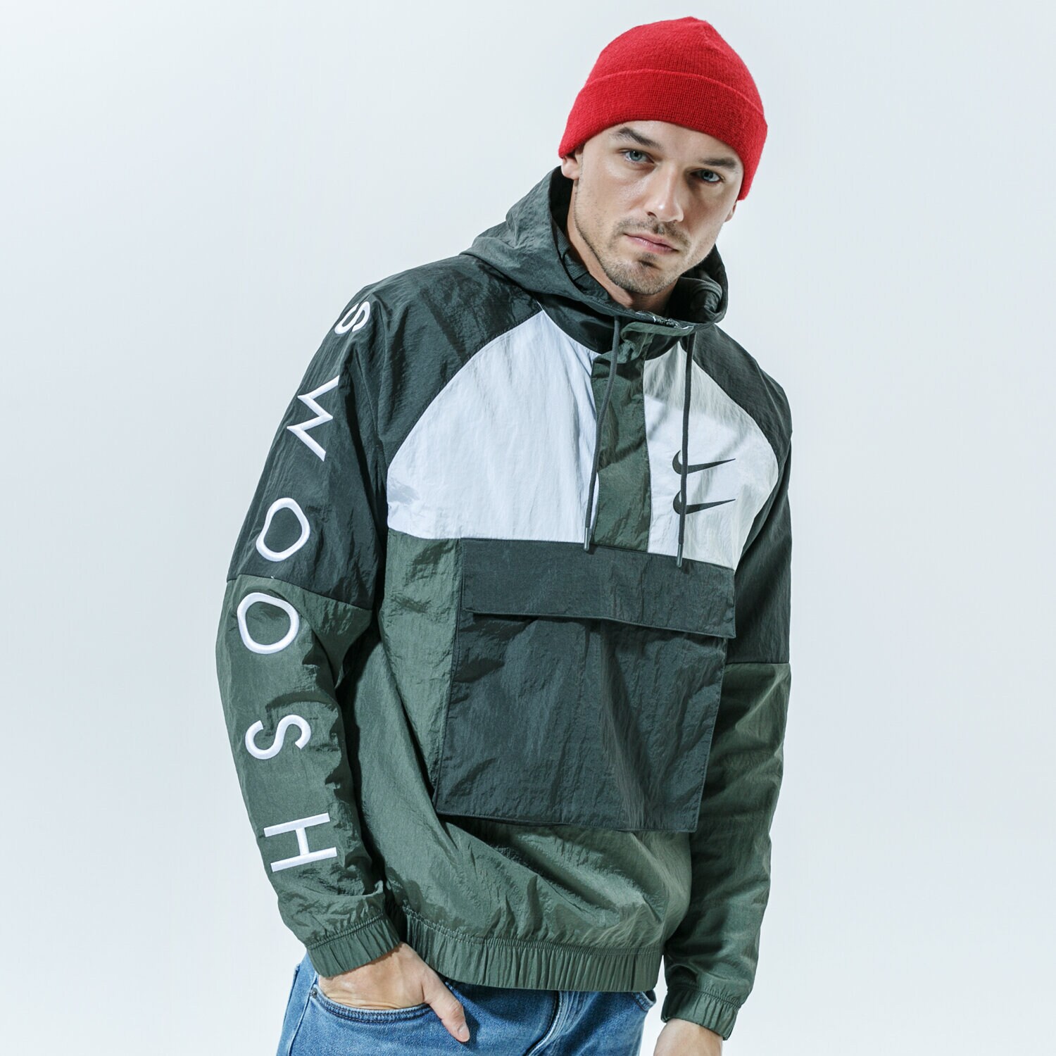 Bărbați bluză NIKE BLUZĂ CU GLUGĂ SPORTSWEAR SWOOSH CU3885-001 Verde