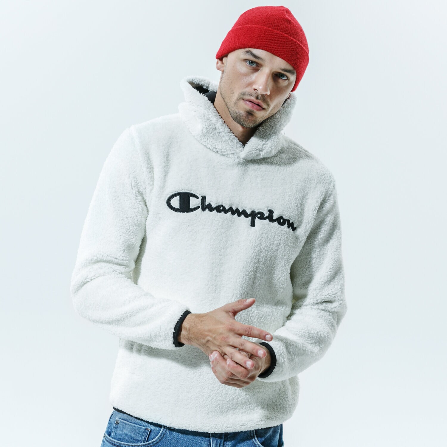 Bărbați bluză CHAMPION BLUZĂ CU GLUGĂ HOODED TOP POLAR 214973WW005 Bej