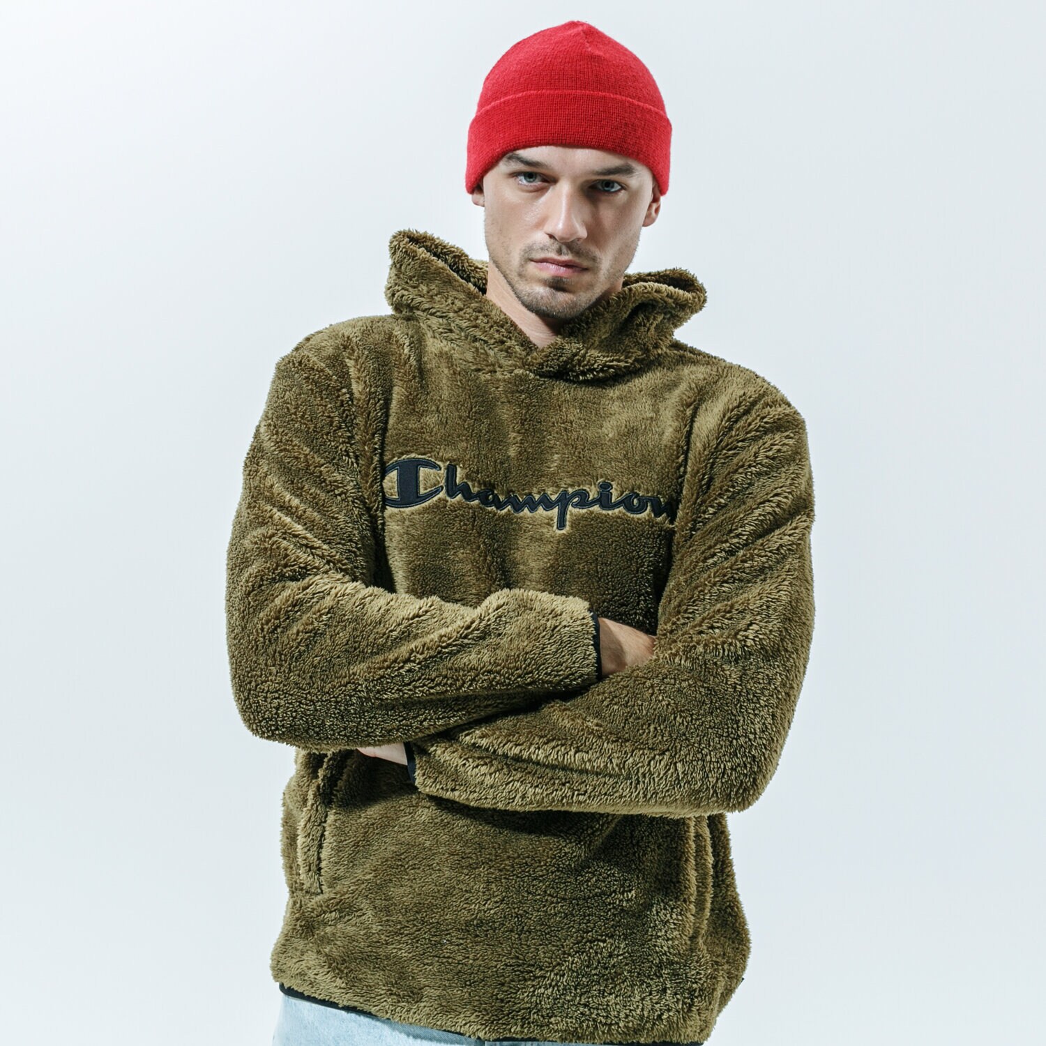 Bărbați bluză CHAMPION BLUZĂ CU GLUGĂ HOODED TOP 214973MS549 Kaki