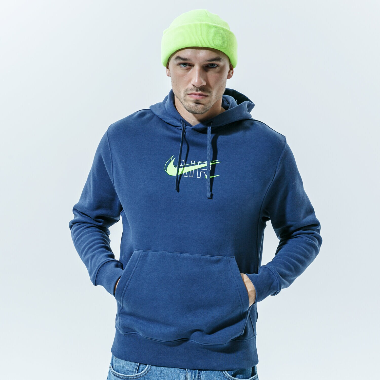 Bărbați bluză NIKE BLUZĂ CU GLUGĂ M NSW HOODIE PO AIR PRNT PACK DD9694-410 Bleumarin