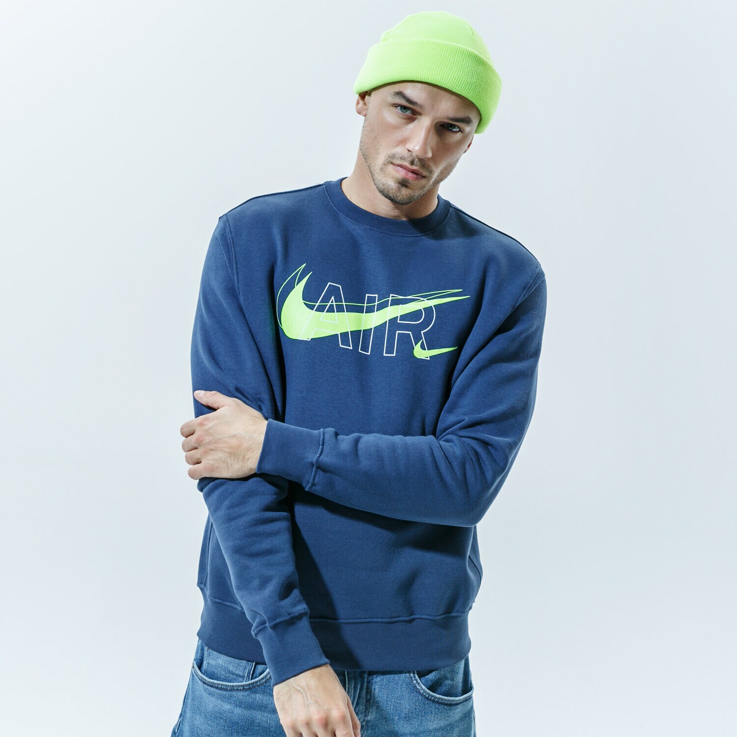Bărbați bluză NIKE BLUZĂ M NSW CREW PRNT PACK BB DD9699-410 Bleumarin