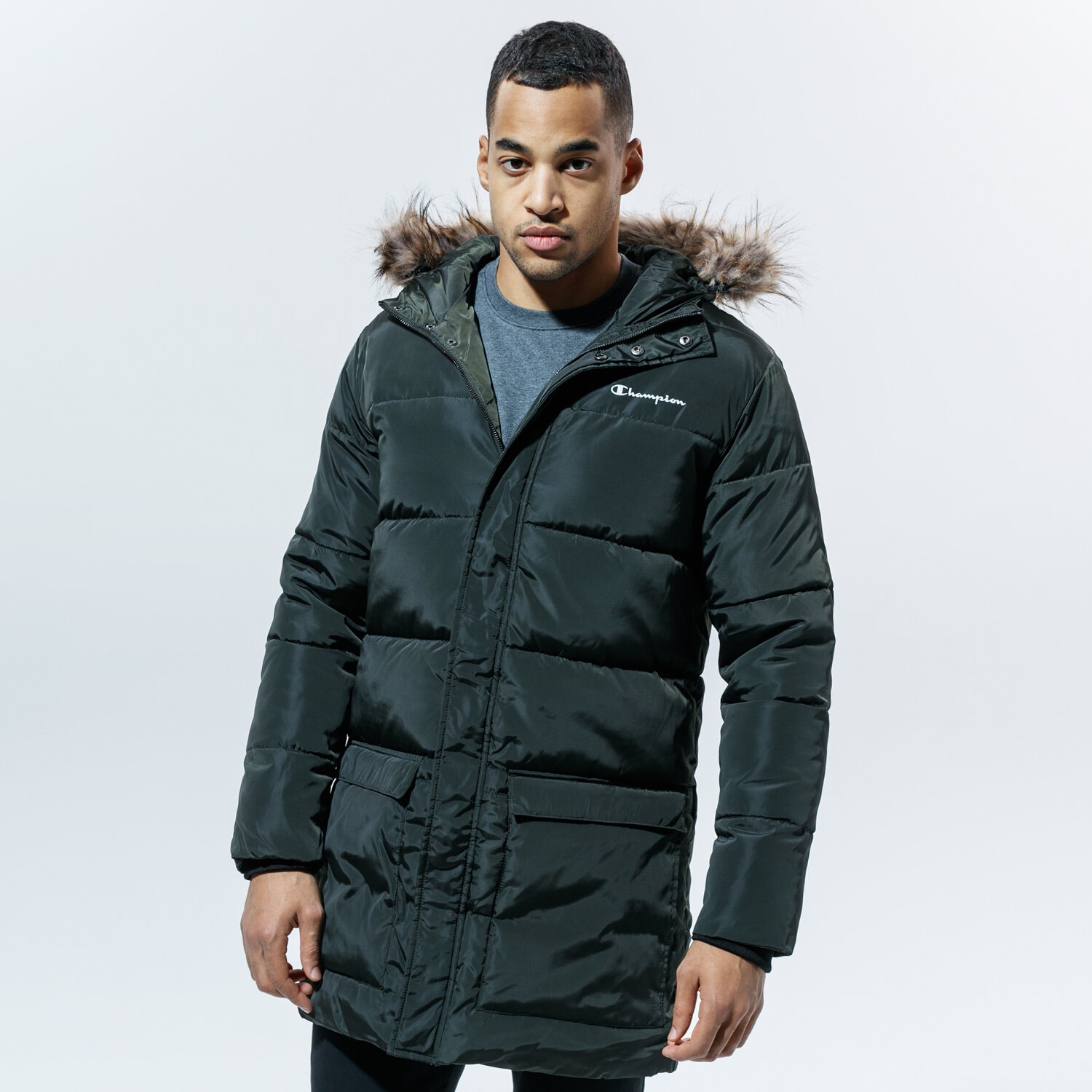 Bărbați eacă de iarnă CHAMPION JACHETĂ DE IARNĂ PARKA JACKET MM 216391GS547 Kaki