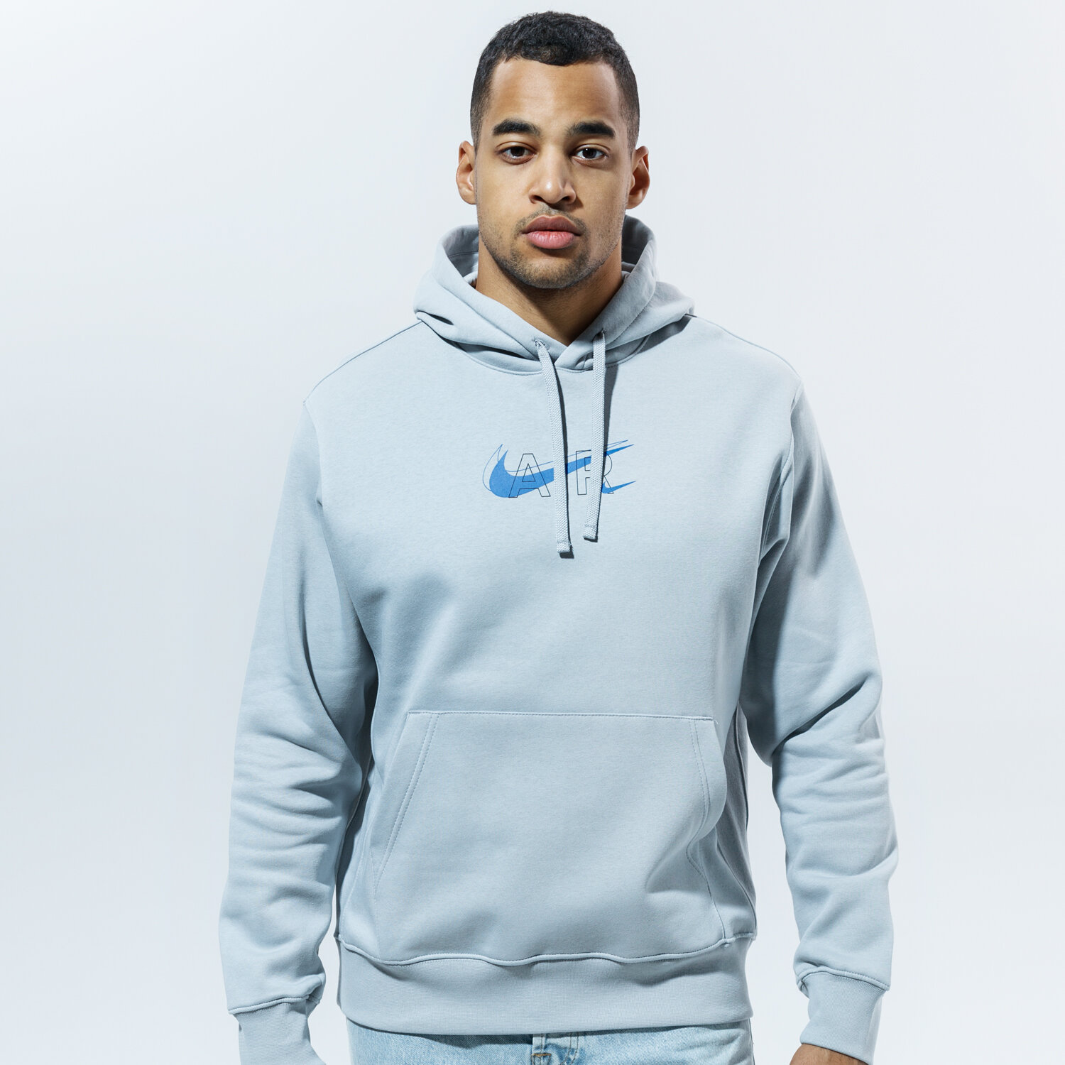 Bărbați bluză NIKE BLUZĂ CU GLUGĂ M NSW HOODIE PO AIR PRNT PACK DD9694-077 Gri