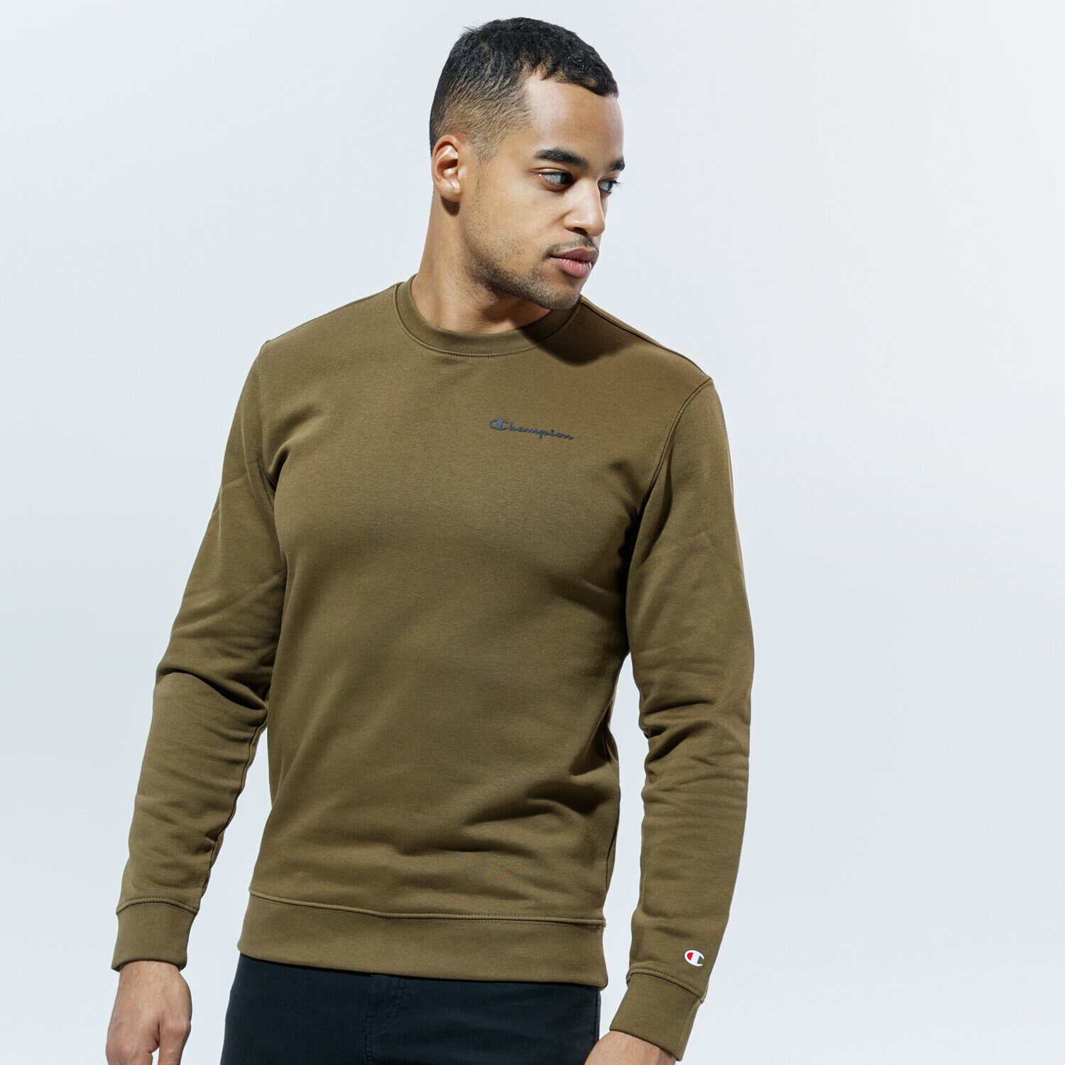 Bărbați bluză CHAMPION BLUZĂ CREWNECK SWEATSHIRT 214750MS549 Kaki