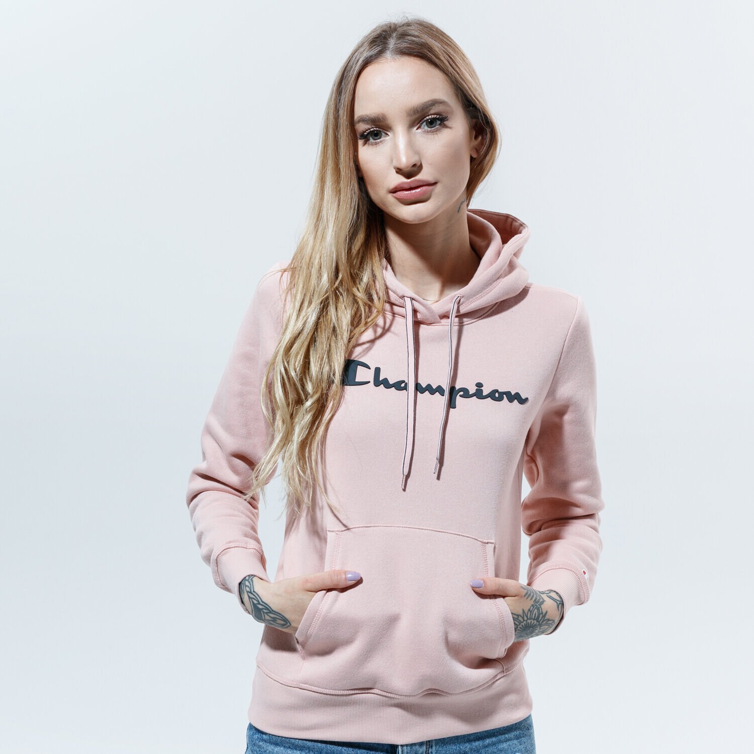 Femei bluză CHAMPION BLUZĂ CU GLUGĂ HOODED SWEATSHIRT 113207PS144 Roz