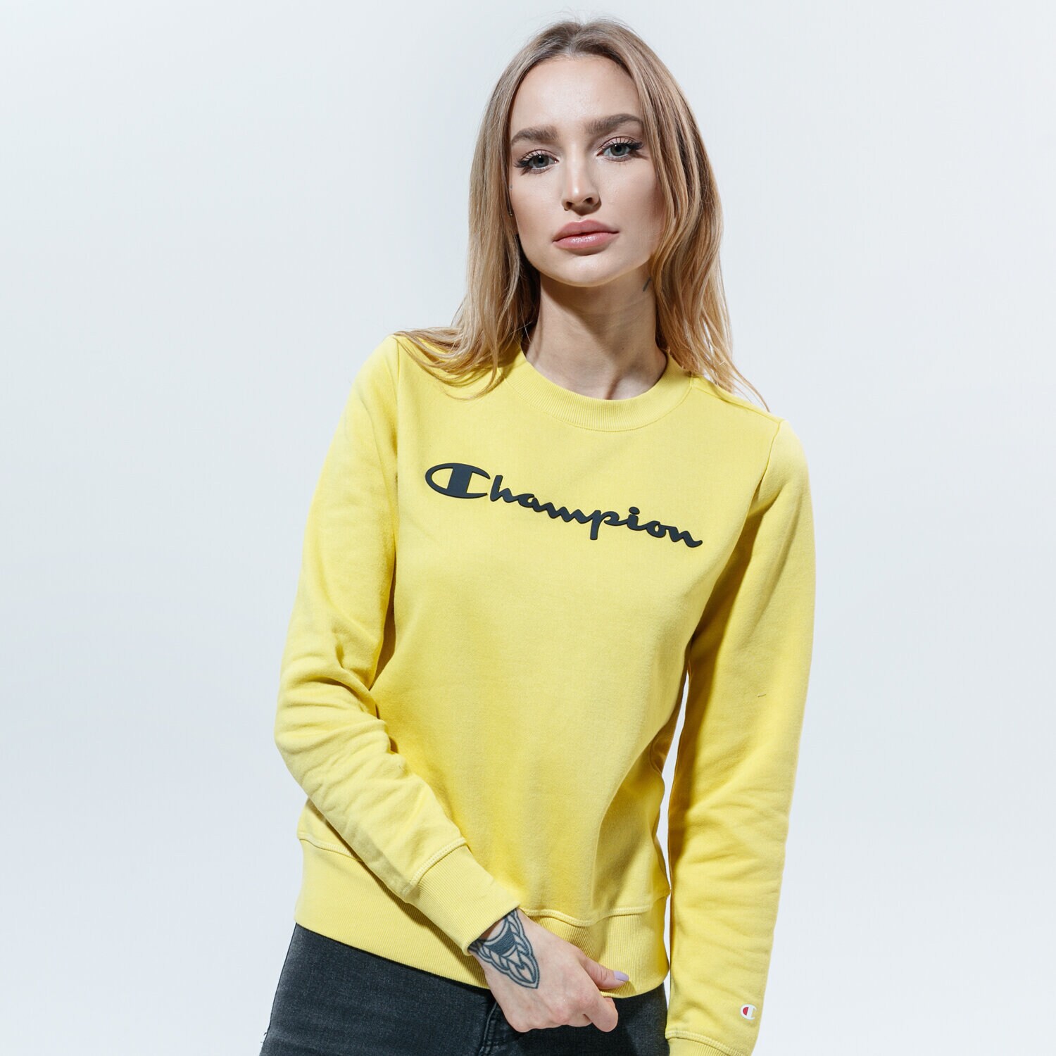 Femei bluză CHAMPION BLUZĂ CREWNECK SWEATSHIRT 113210YS087 Galben Muștar
