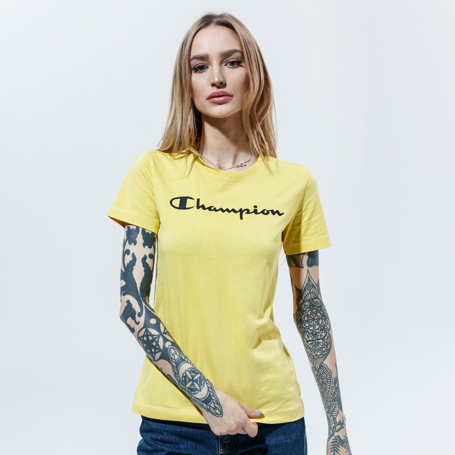 Femei tricou CHAMPION TRICOU CREWNECK TRICOU 113223YS087 Galben