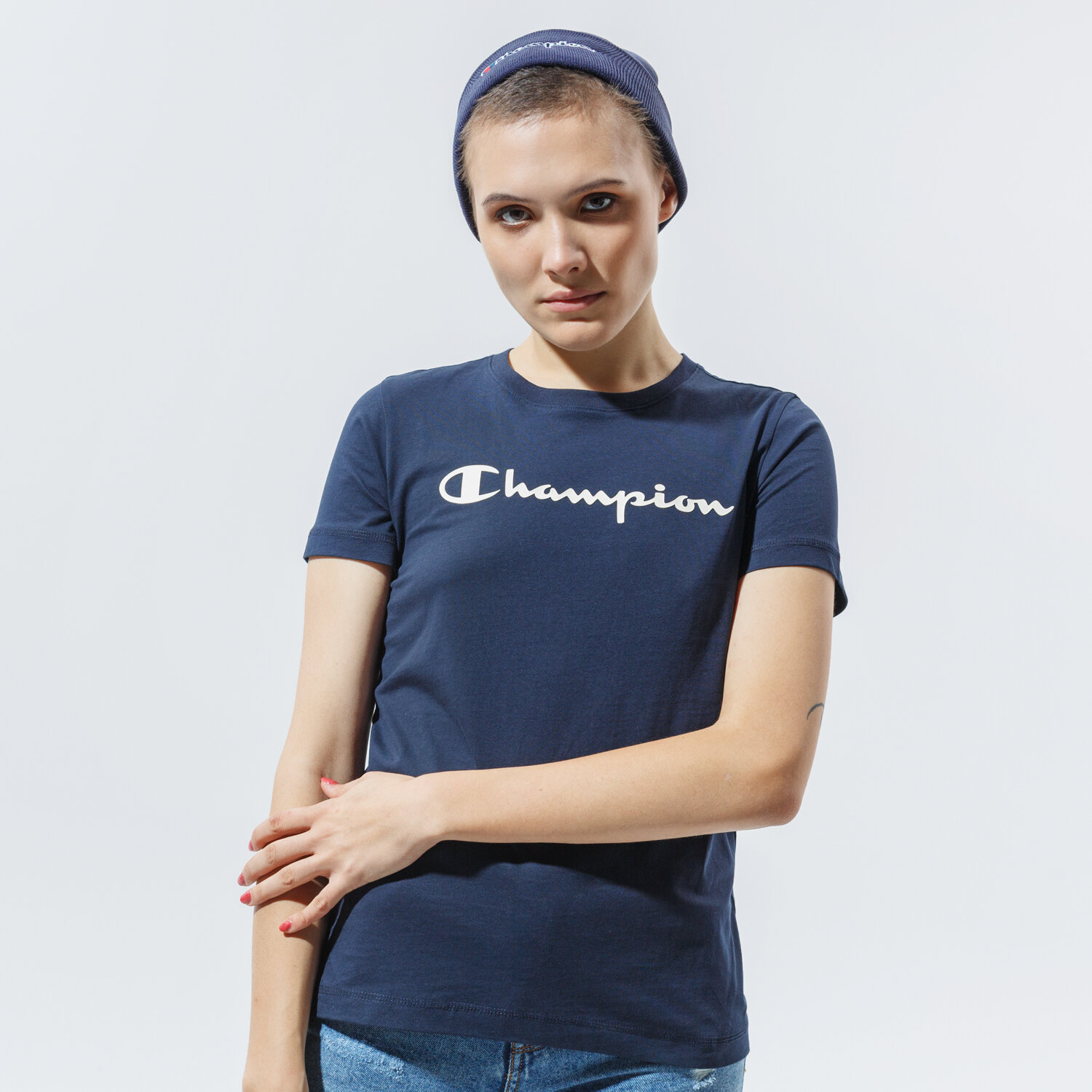 Femei tricou CHAMPION TRICOU CREWNECK TRICOU 113223BS501 Bleumarin