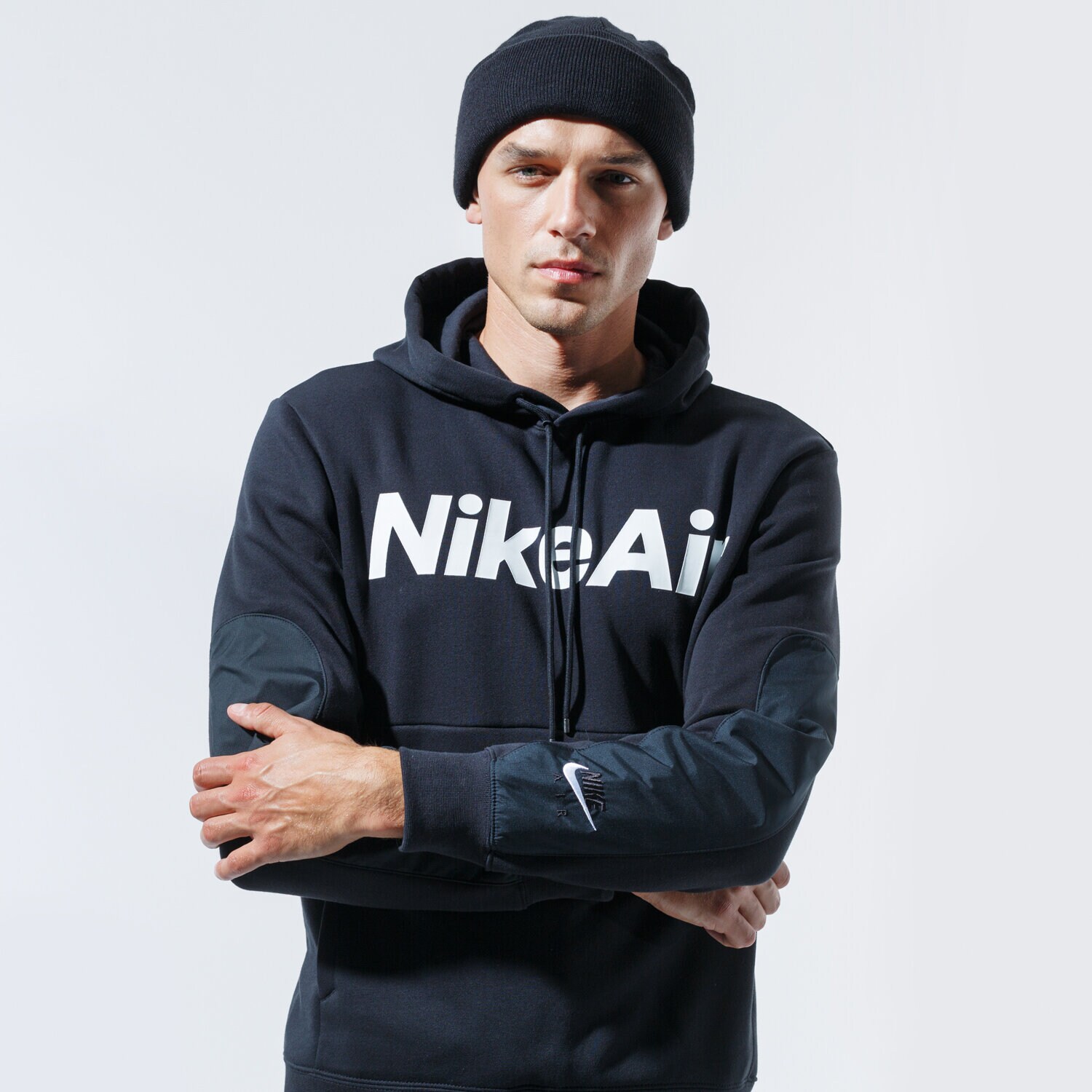 Bărbați bluză NIKE BLUZĂ CU GLUGĂ M NSW AIR HOODIE PO FLC CU4139-010 Negru