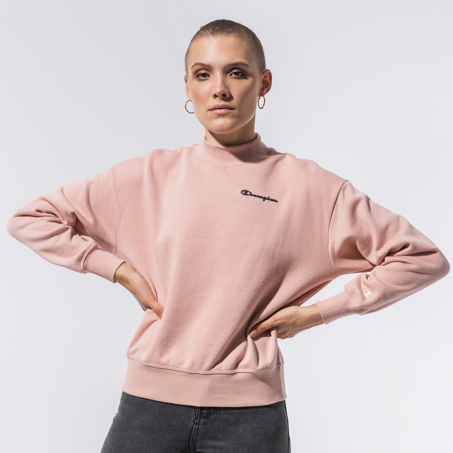 Femei bluză CHAMPION BLUZĂ HIGH NECK SWEATSHIRT 113216PS144 Roz