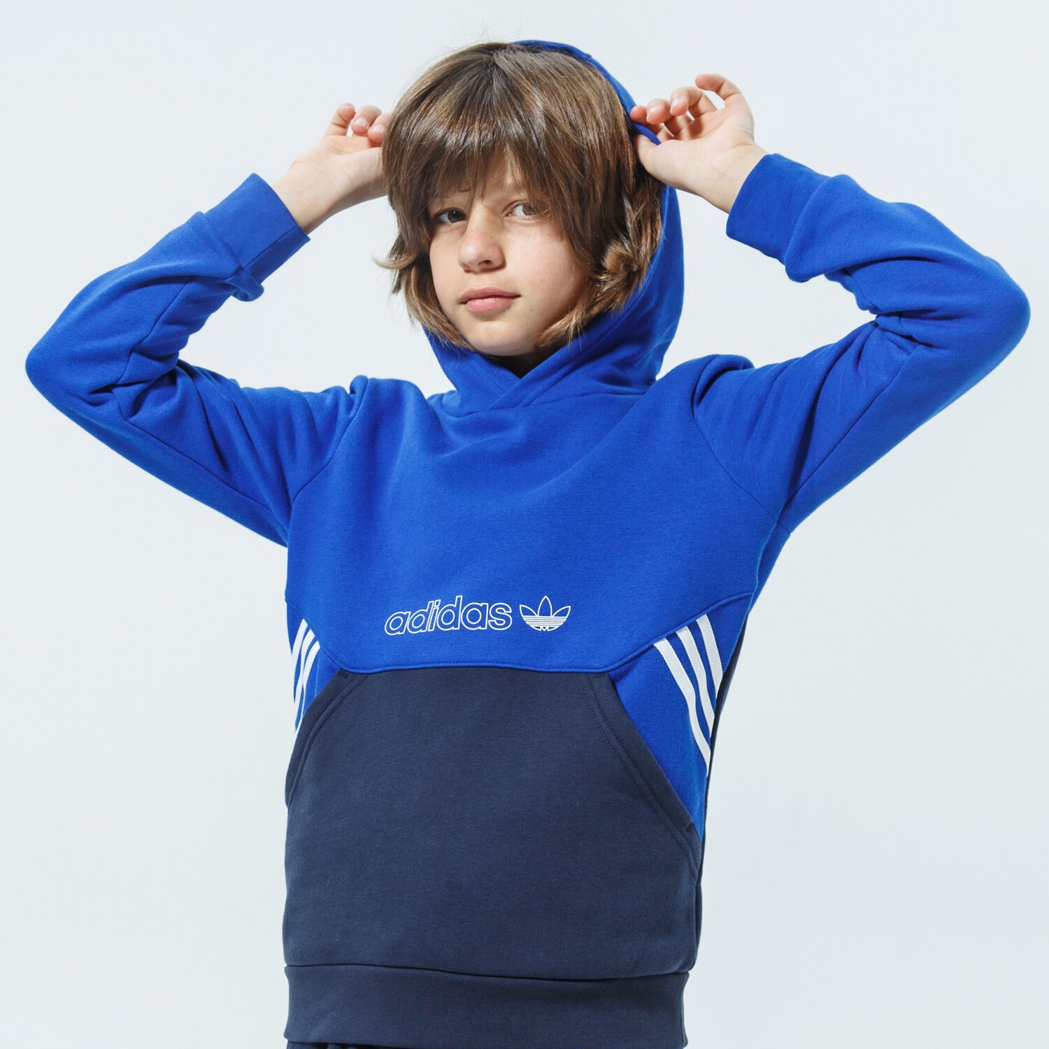 Copii bluză ADIDAS BLUZĂ CU GLUGĂ HOODIE MM GN2384 Albastru