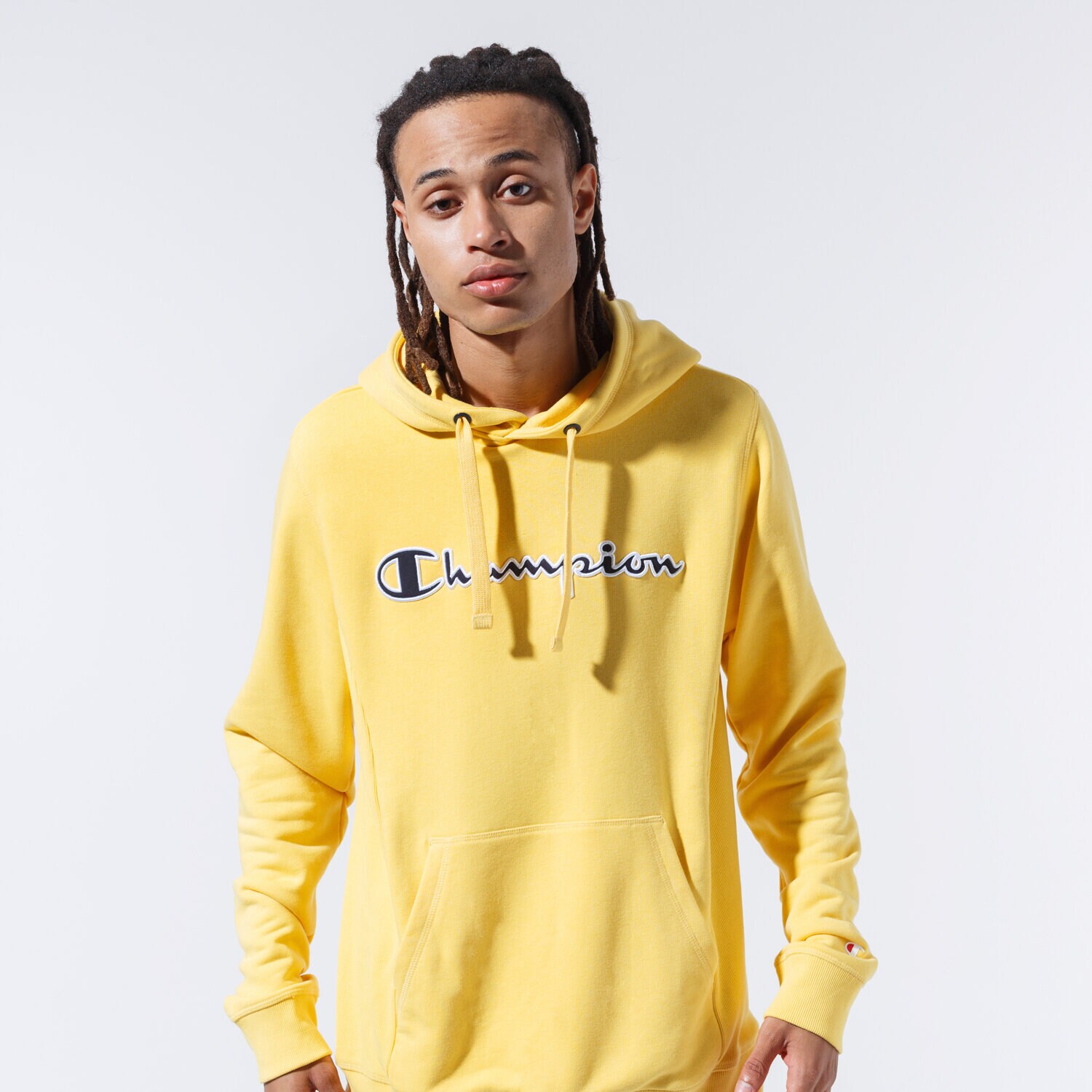 Bărbați bluză CHAMPION BLUZĂ CU GLUGĂ LOGO HOODY 215496YS001 Galben