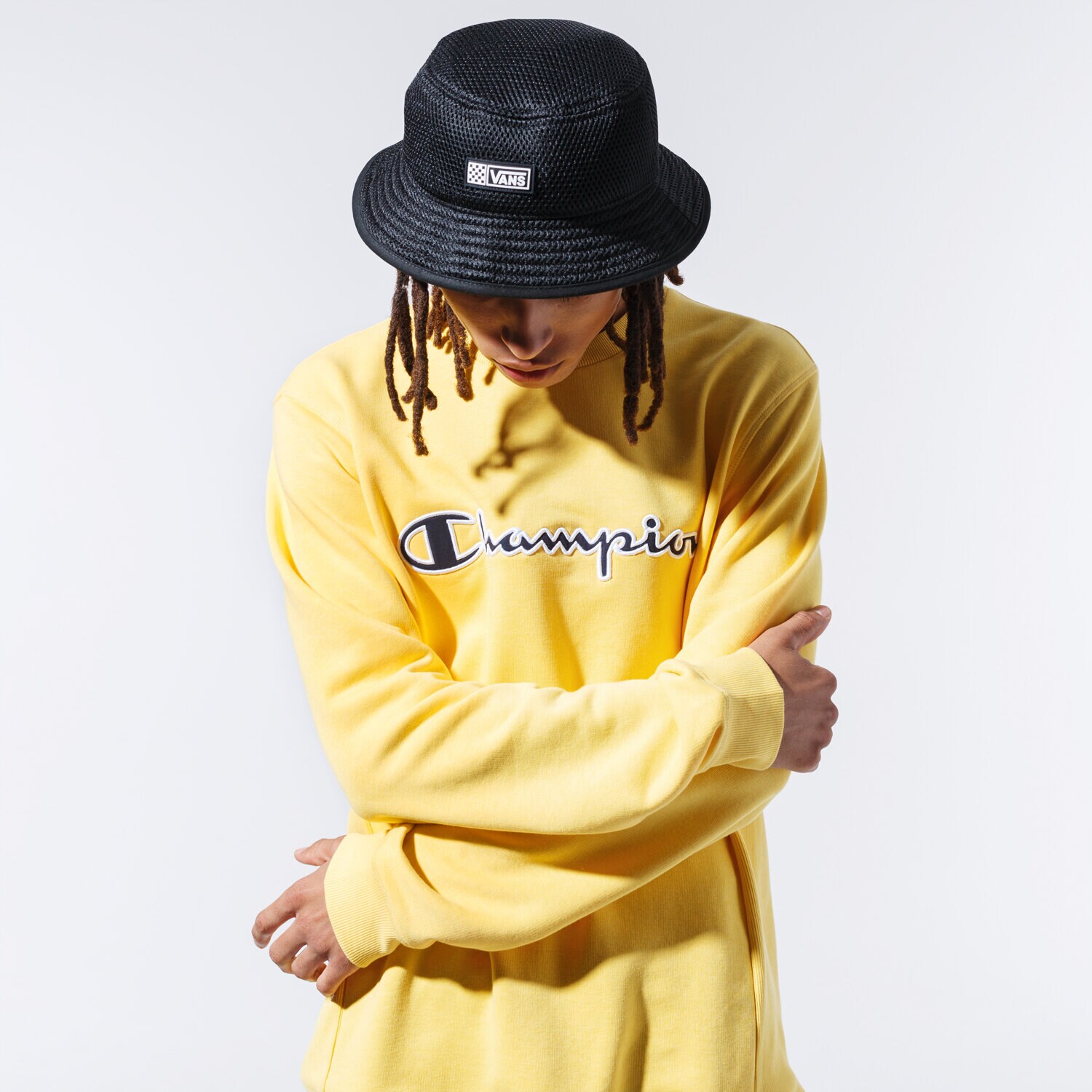 Bărbați bluză CHAMPION BLUZĂ LOGO CREWNECK 215495YS001 Galben