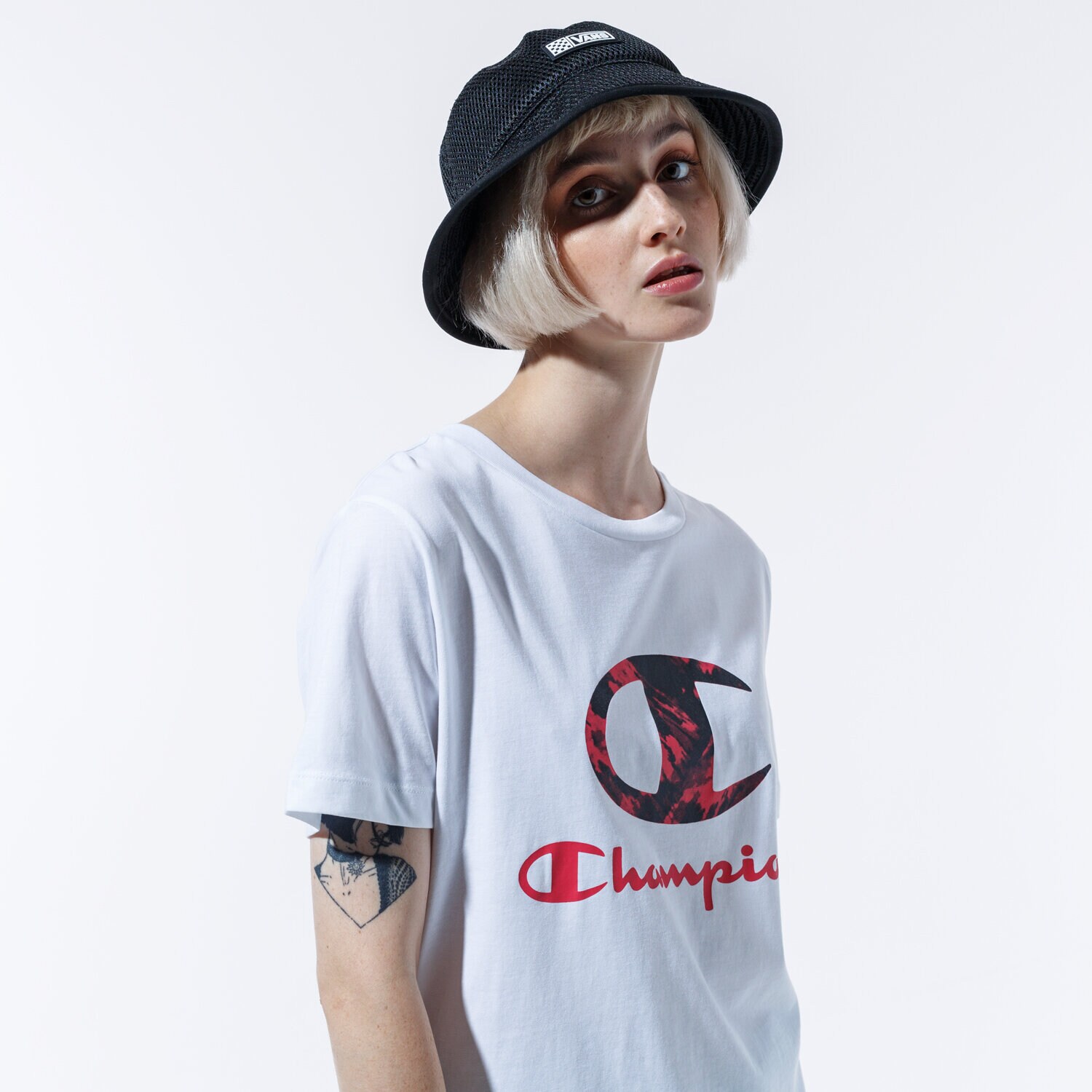 Femei tricou CHAMPION TRICOU LADY PRINTED LOGO TEE 113699WW001 Alb