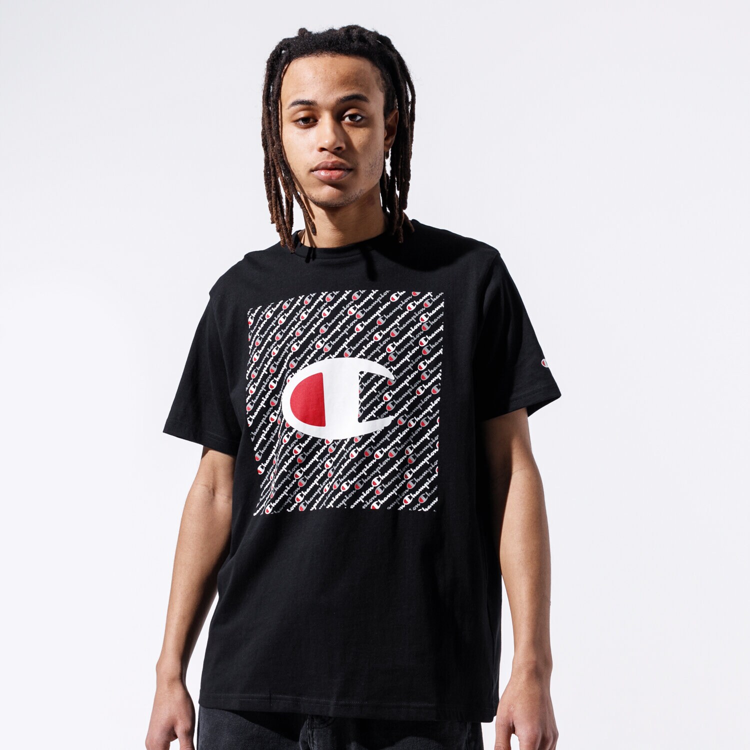 Bărbați tricou CHAMPION TRICOU ALL OVER SQUARE TEE 215281KK001 Negru