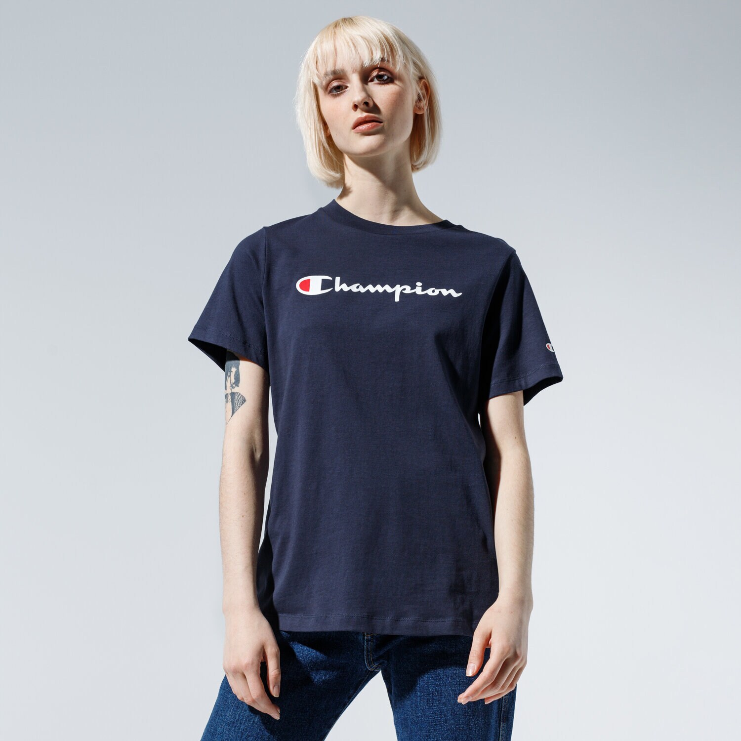 Femei tricou CHAMPION TRICOU LADY LOGO TEE 113864BS501 Bleumarin