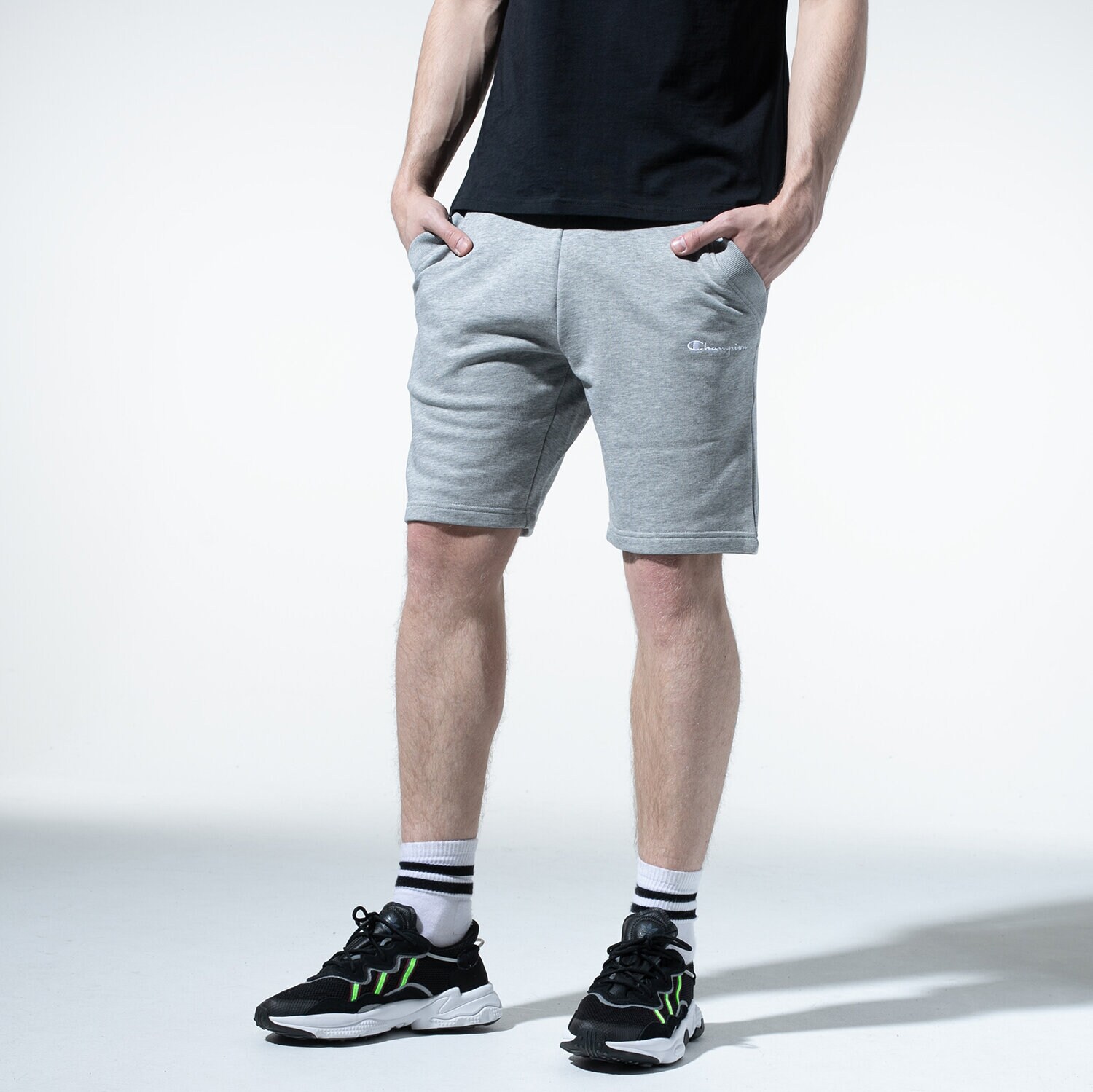 Femei pantaloni scurți CHAMPION PANTALONI SCURȚI LOGO SHORTS 215497EM006 Gri