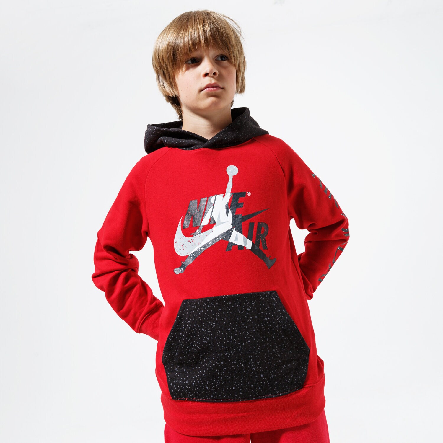 Copii bluză JORDAN BLUZĂ CU GLUGĂ JDB JUMPMAN CLASSICS II PO 956900-R78-EH Roșu