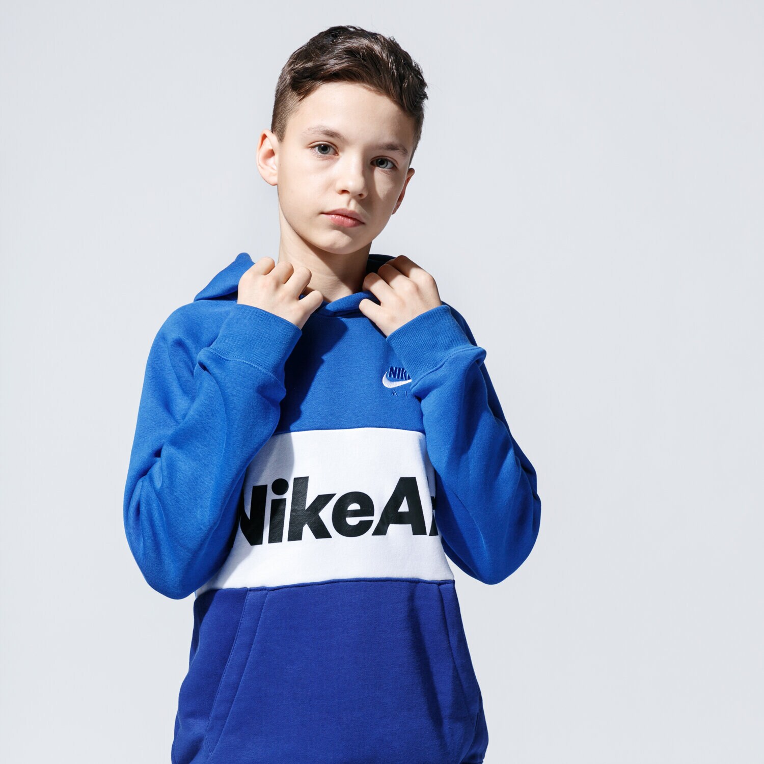 Copii bluză NIKE BLUZĂ CU GLUGĂ AIR CJ7842-480 Albastru