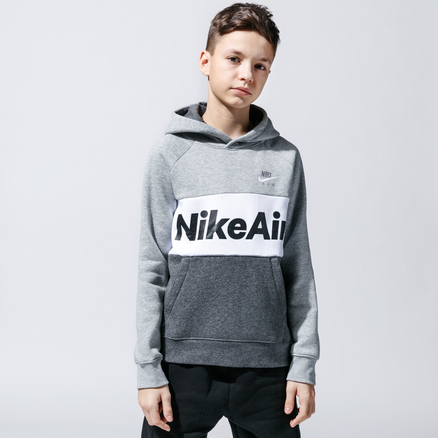 Copii bluză NIKE BLUZĂ CU GLUGĂ AIR CJ7842-063 Gri