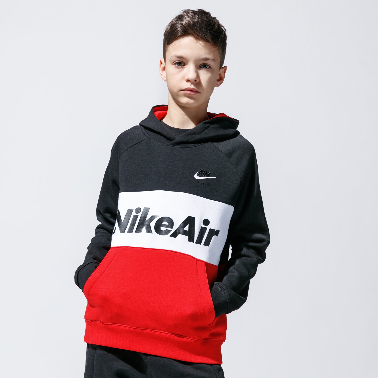 Copii bluză NIKE BLUZĂ CU GLUGĂ AIR CJ7842-011 Negru