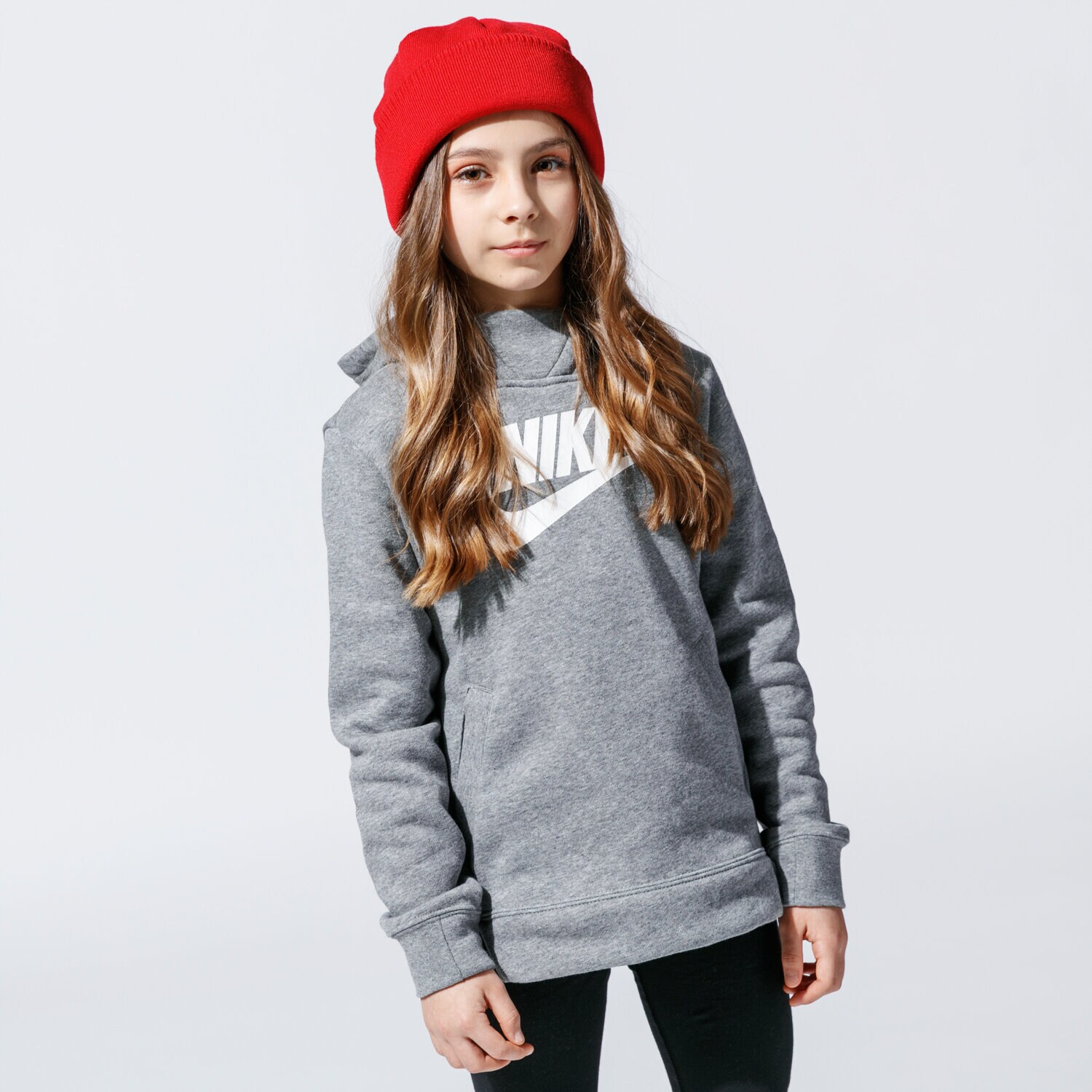 Copii bluză NIKE BLUZĂ CU GLUGĂ G NSW PE PULLOVER BV2717-091 Gri