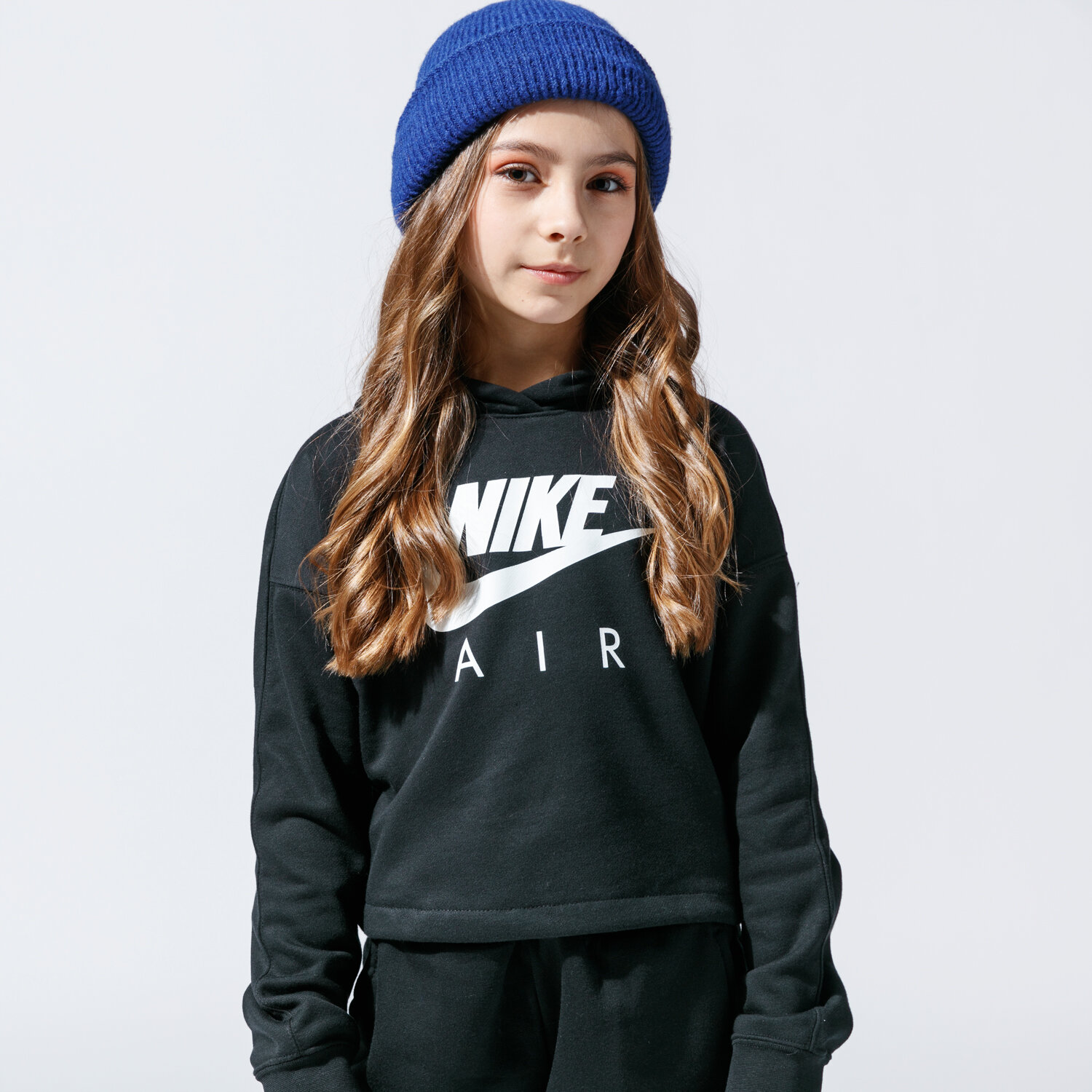 Copii bluză NIKE BLUZĂ CU GLUGĂ AIR CJ7413-010 Negru