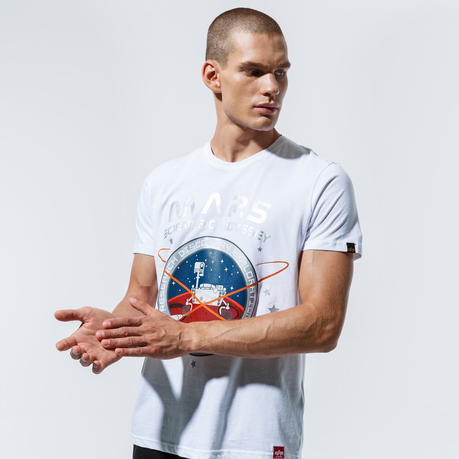 Bărbați tricou ALPHA INDUSTRIES TRICOU MISSION TO MARS T 12653109 Alb