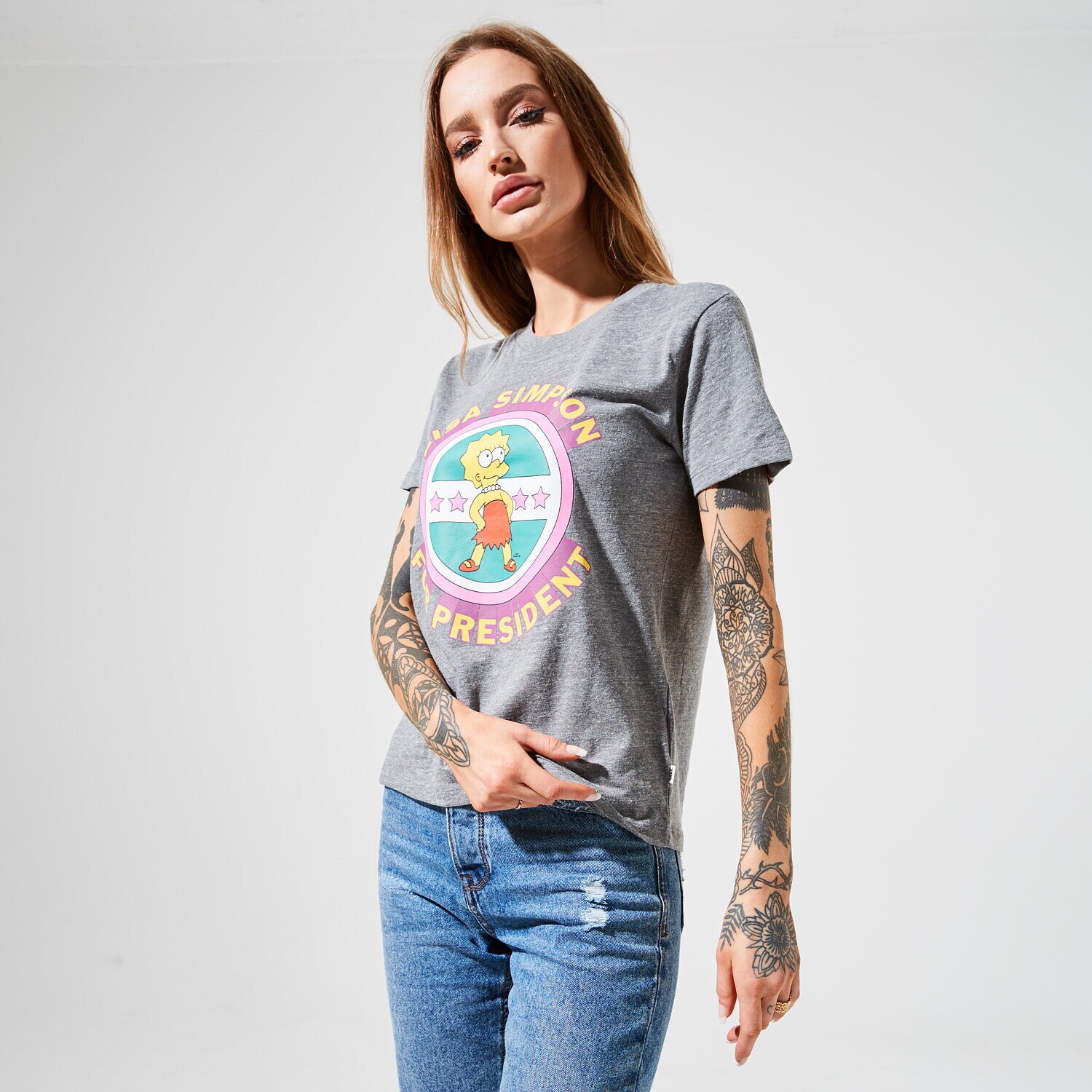 Femei tricou VANS TRICOU VANS X THE SIMPSONS LISA TEE VN0A4V4B17G Gri