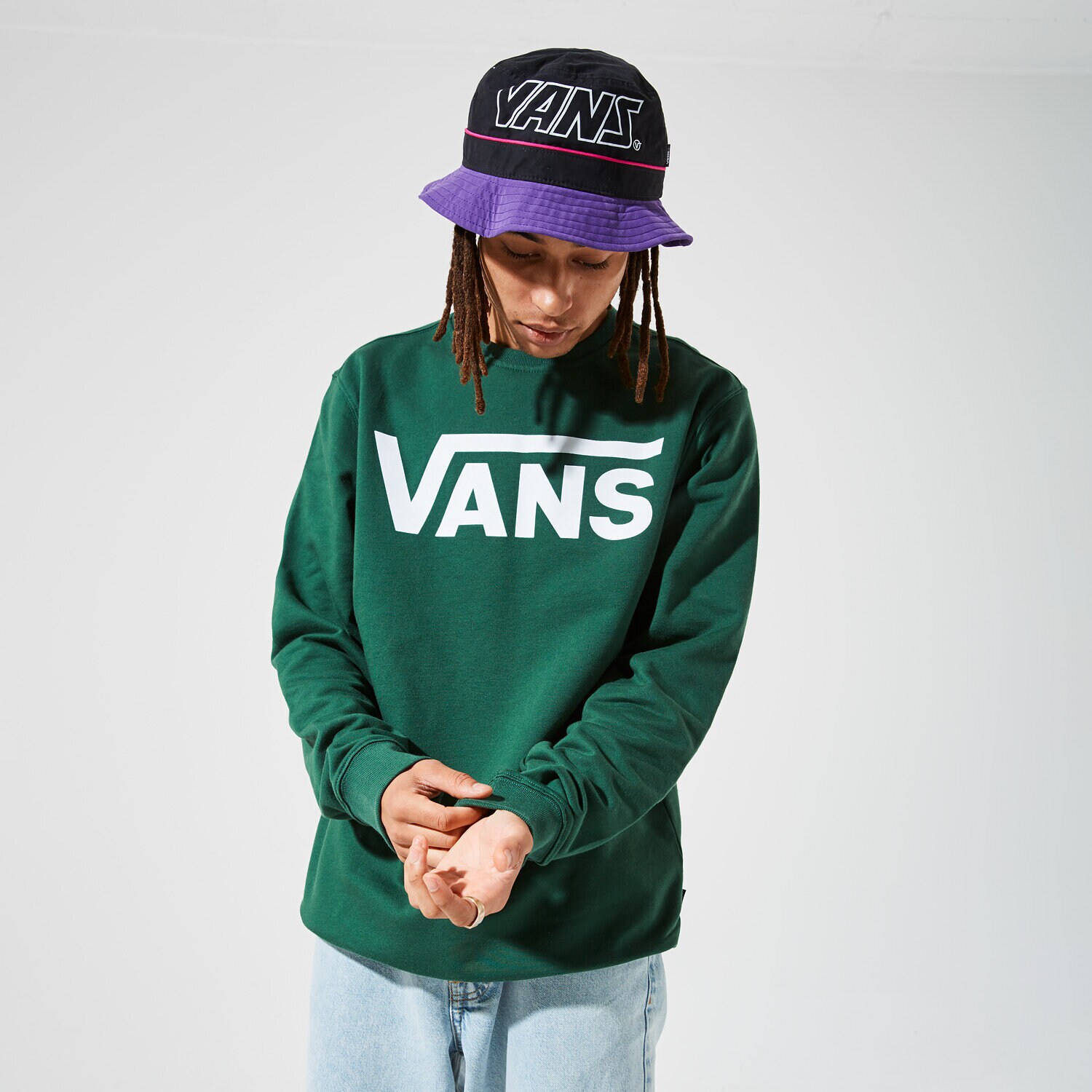 Bărbați bluză VANS BLUZĂ VANS CLASSIC CREW II VN0A456AEEI1 Verde