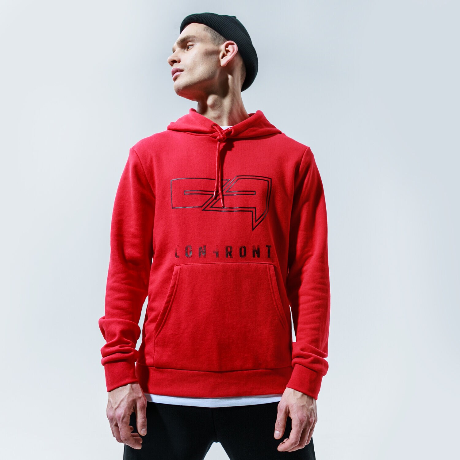 Bărbați bluză CONFRONT BLUZĂ CU GLUGĂ BIG LOGO HOODY CF320BLM38003 Roșu