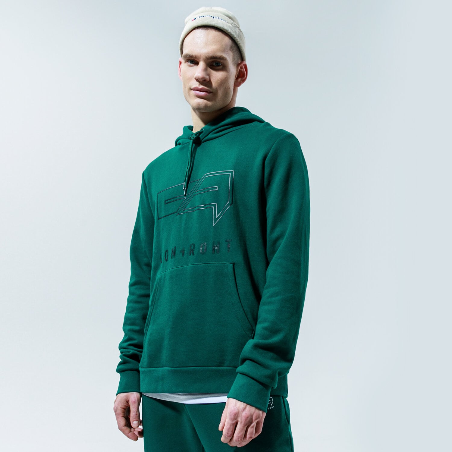 Bărbați bluză CONFRONT BLUZĂ CU GLUGĂ BIG LOGO HOODY CF320BLM38002 Verde