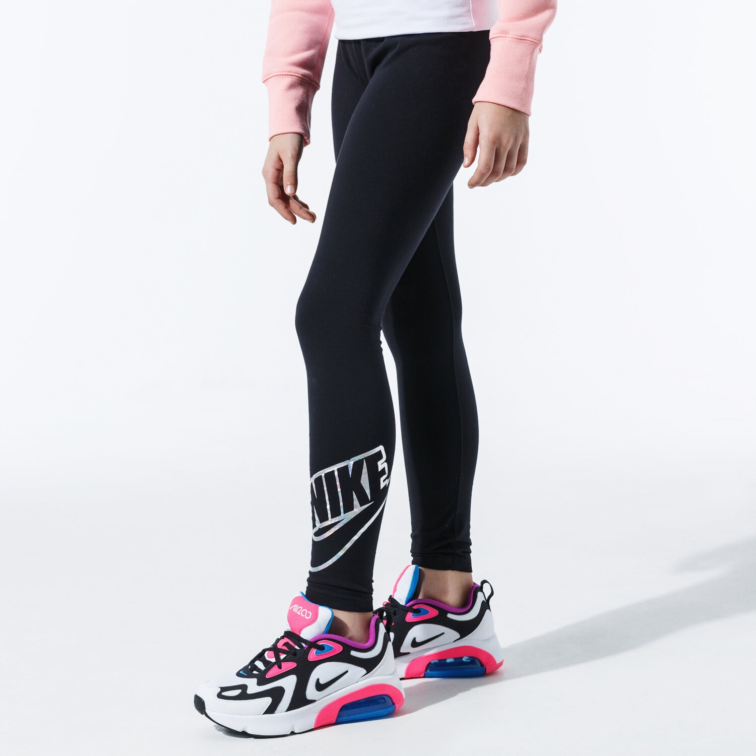 Pantaloni pentru copii NIKE COLANȚI G NSW LGGNG FAVORITES SHINE CQ4221-010 Negru