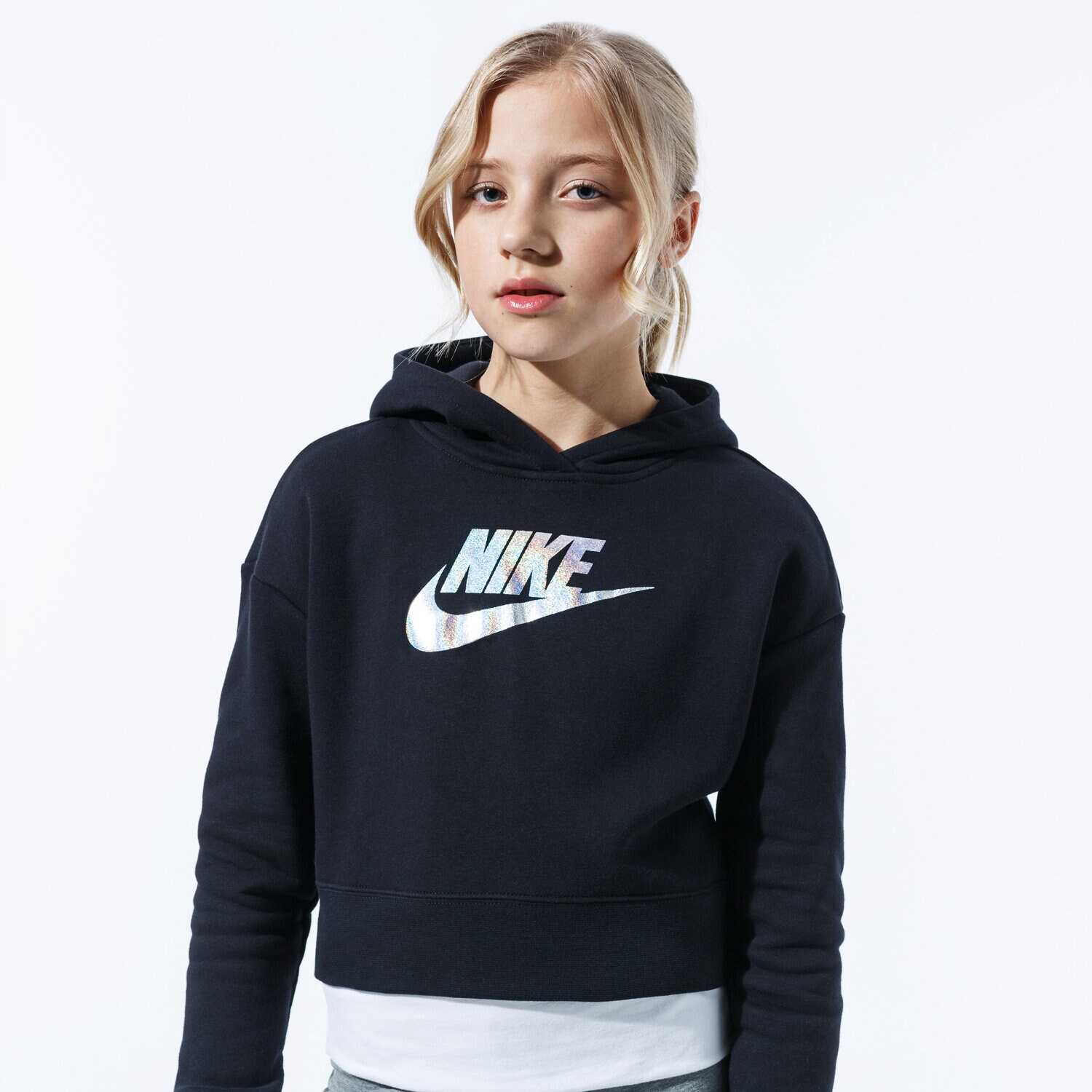 Copii bluză NIKE BLUZĂ G NSW FF CROP CQ4225-010 Negru