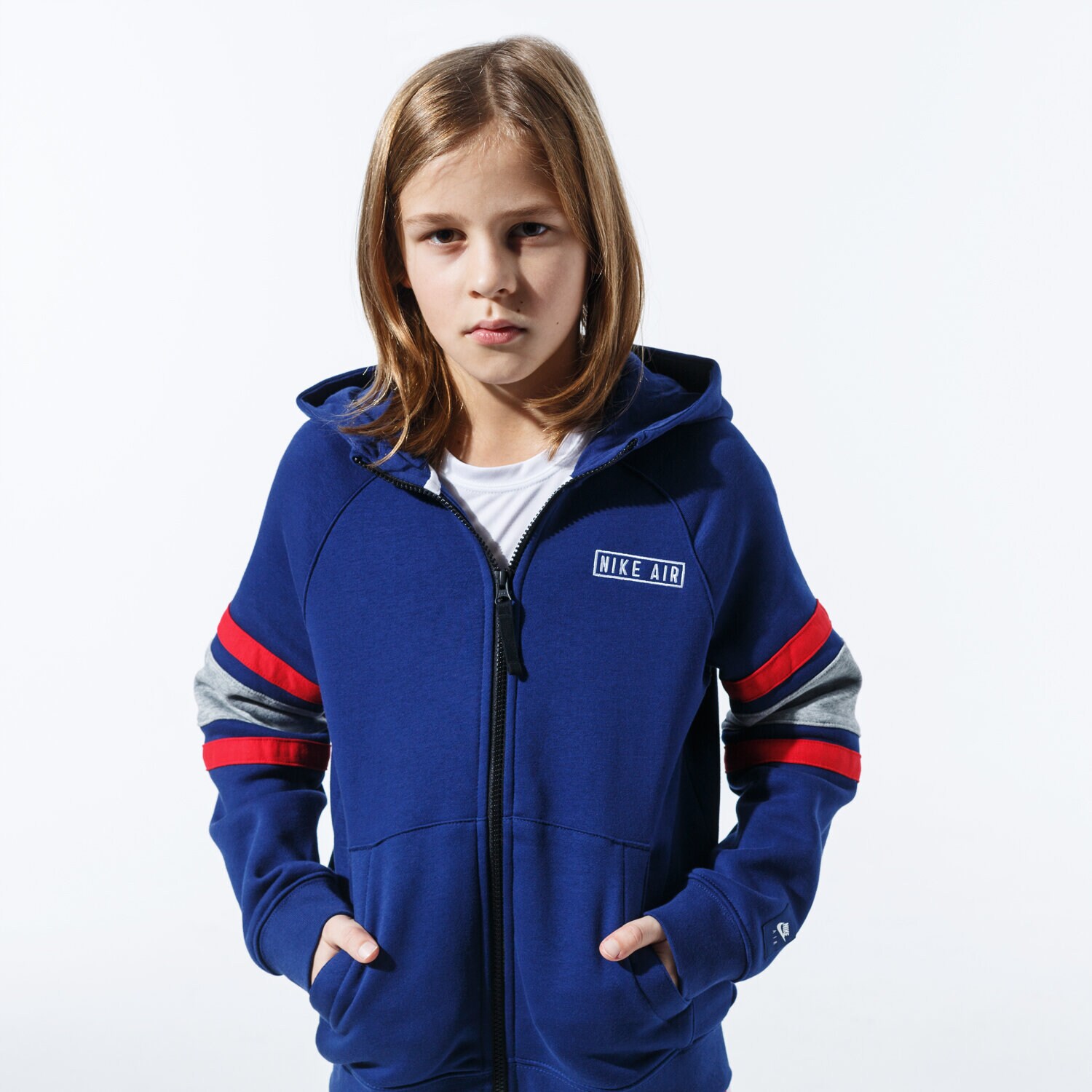Copii bluză NIKE BLUZĂ CU GLUGĂ B NK AIR HOODIE FZ BV3590-492 Bleumarin