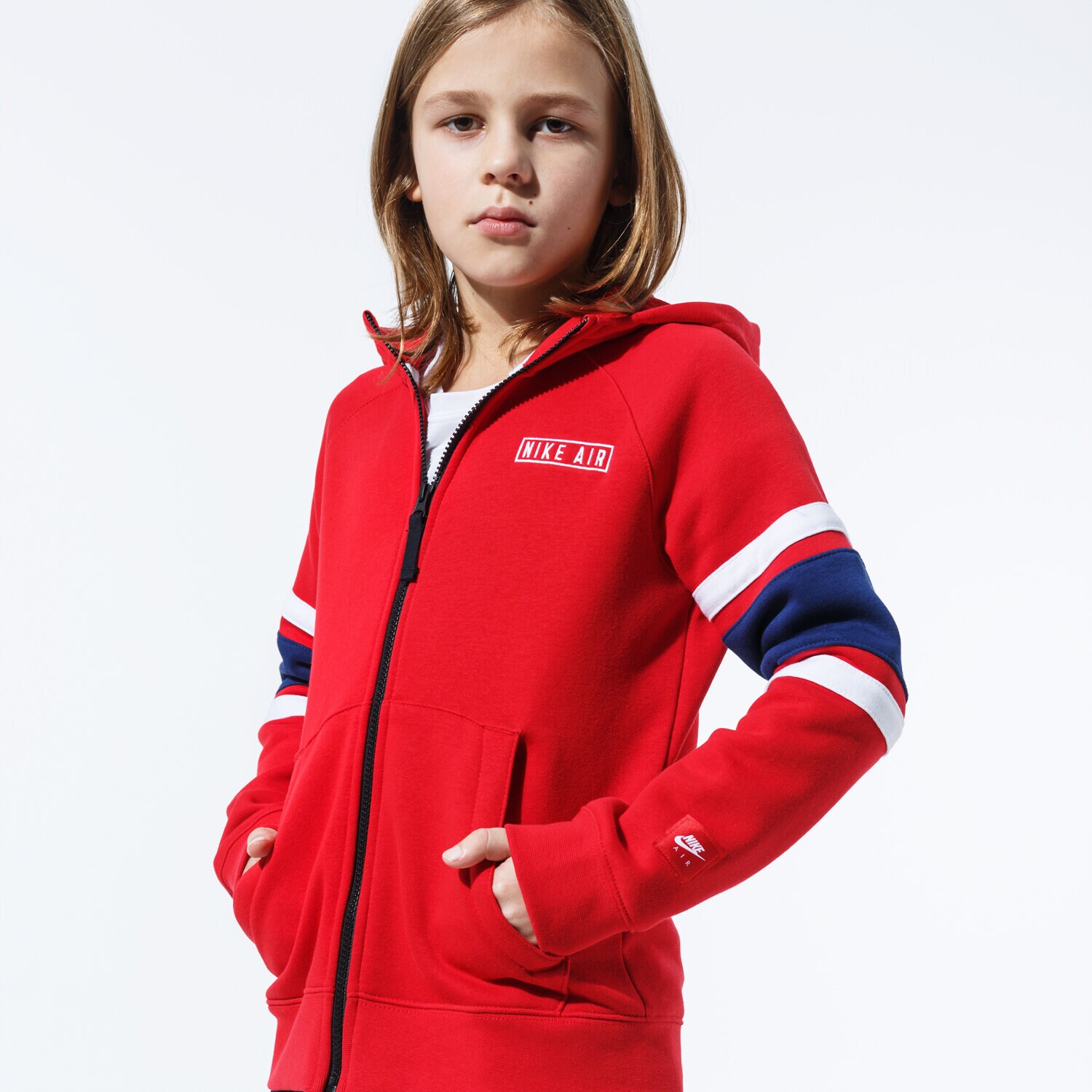 Copii bluză NIKE BLUZĂ CU GLUGĂ B NK AIR HOODIE FZ BV3590-657 Roșu
