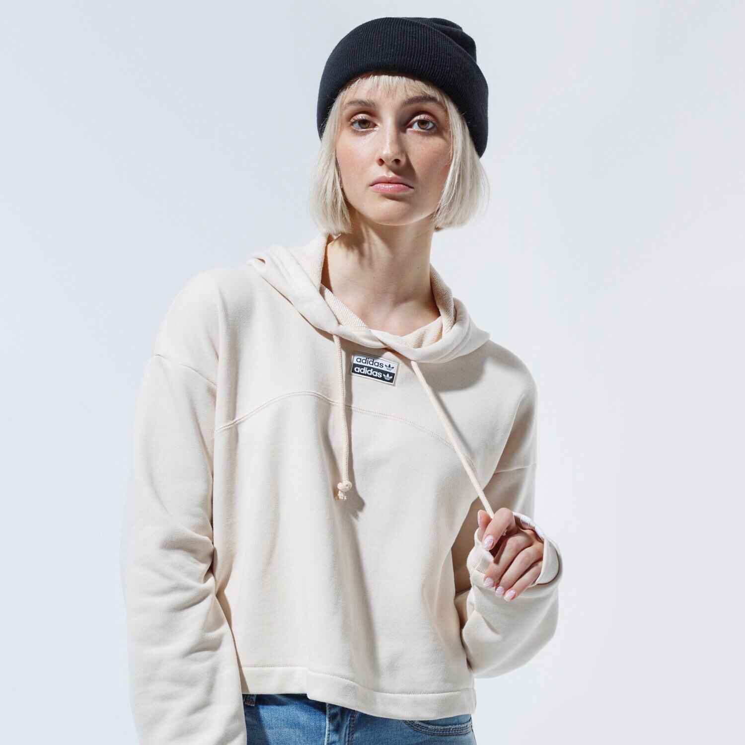 Femei bluză ADIDAS BLUZĂ CU GLUGĂ R.Y.V. CROPPED HOODIE GD3089 Bej