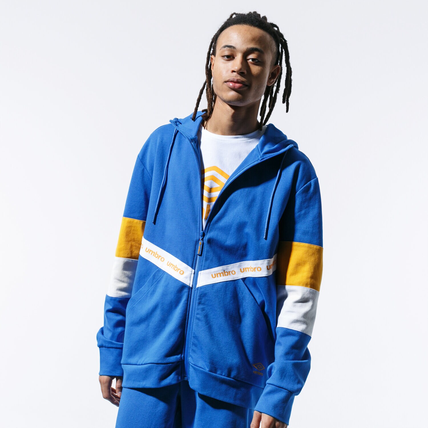 Bărbați bluză UMBRO BLUZĂ CU GLUGĂ RETRO FZ HOODY UL39BLM84001 Albastru