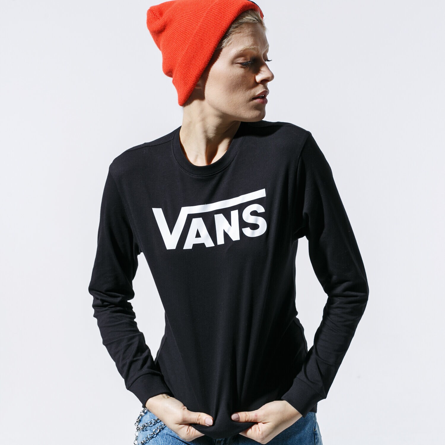 Femei tricou VANS TRICOU FLYING V LS VN0A3ULGBLK1 Negru