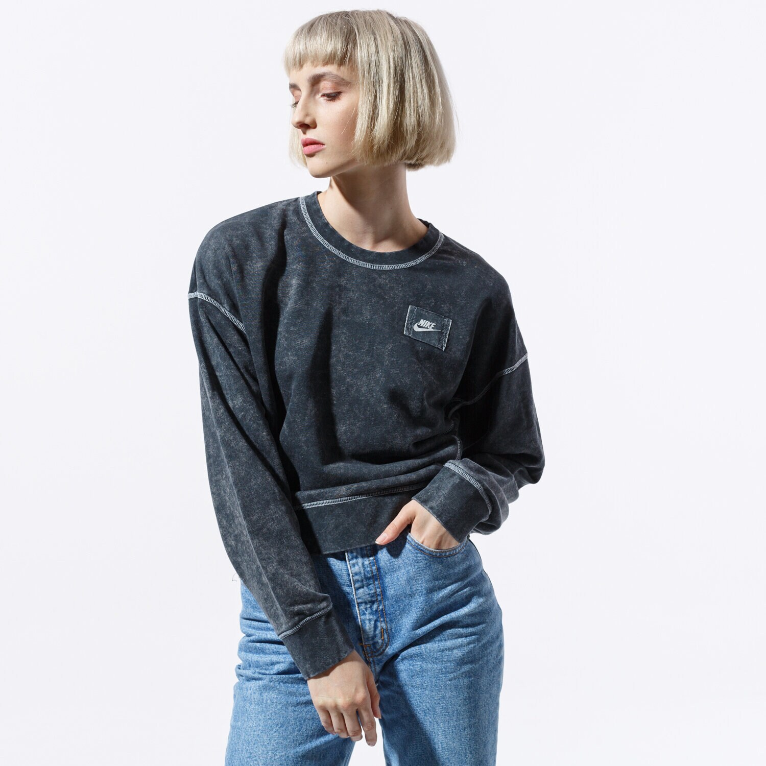 Femei bluză NIKE BLUZĂ W NSW CREW FT REBEL BV2798-010 Negru