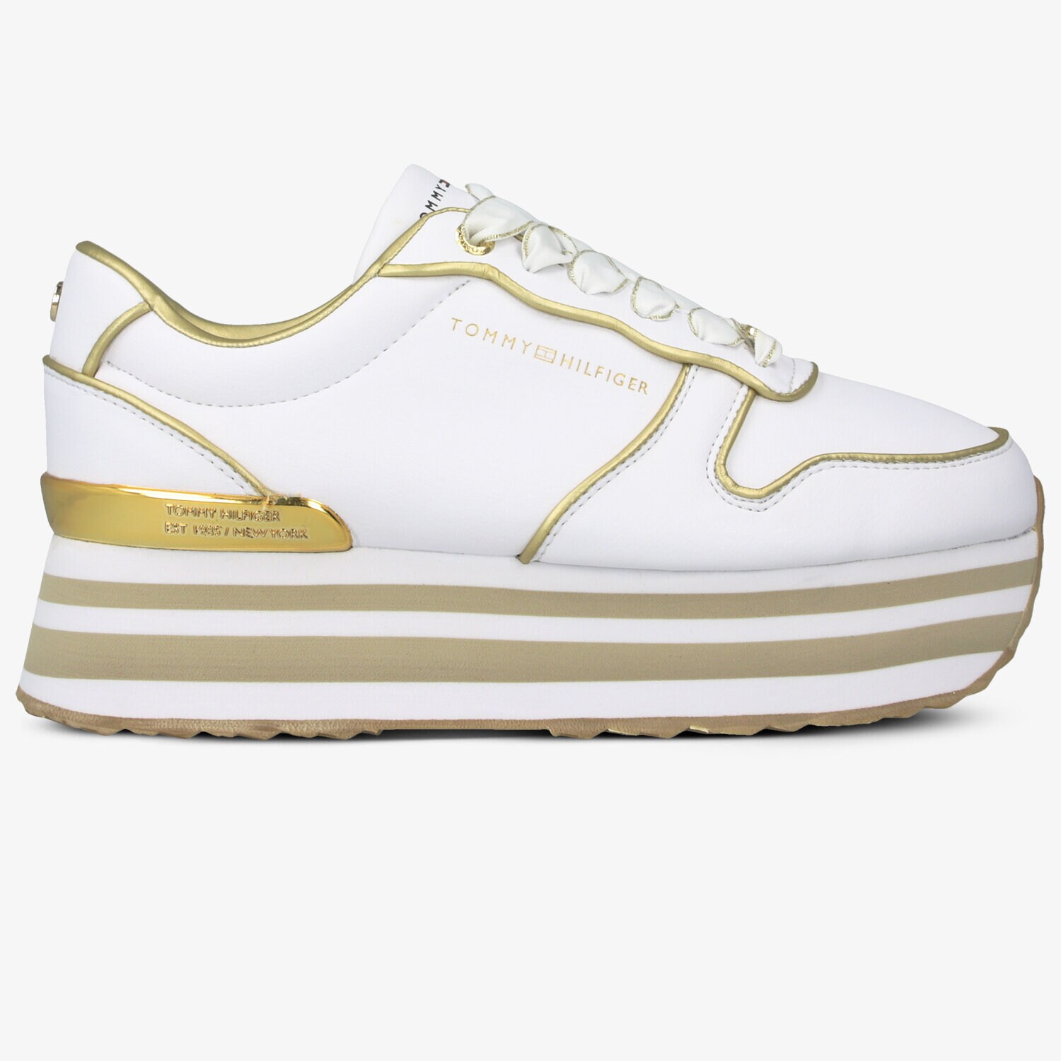 Femei pantofi sport TOMMY HILFIGER METALLIC FLATFORM SNEAKER FW0FW04699YBS Alb