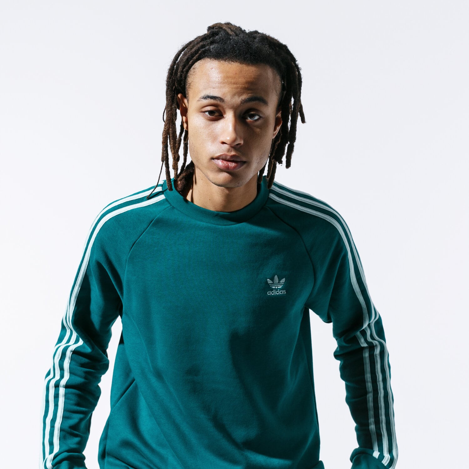 Bărbați bluză ADIDAS BLUZĂ 3-STRIPES CREW EJ9692 Verde