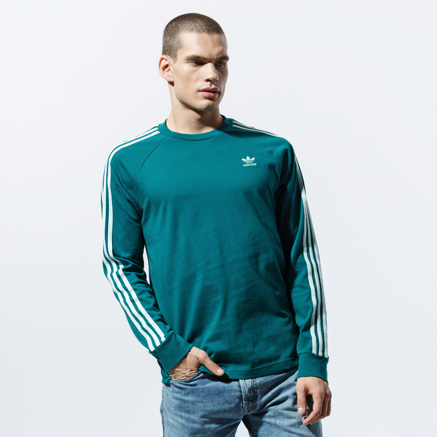 Bărbați tricou ADIDAS TRICOU LS 3-STRIPES LS T EK0257 Verde