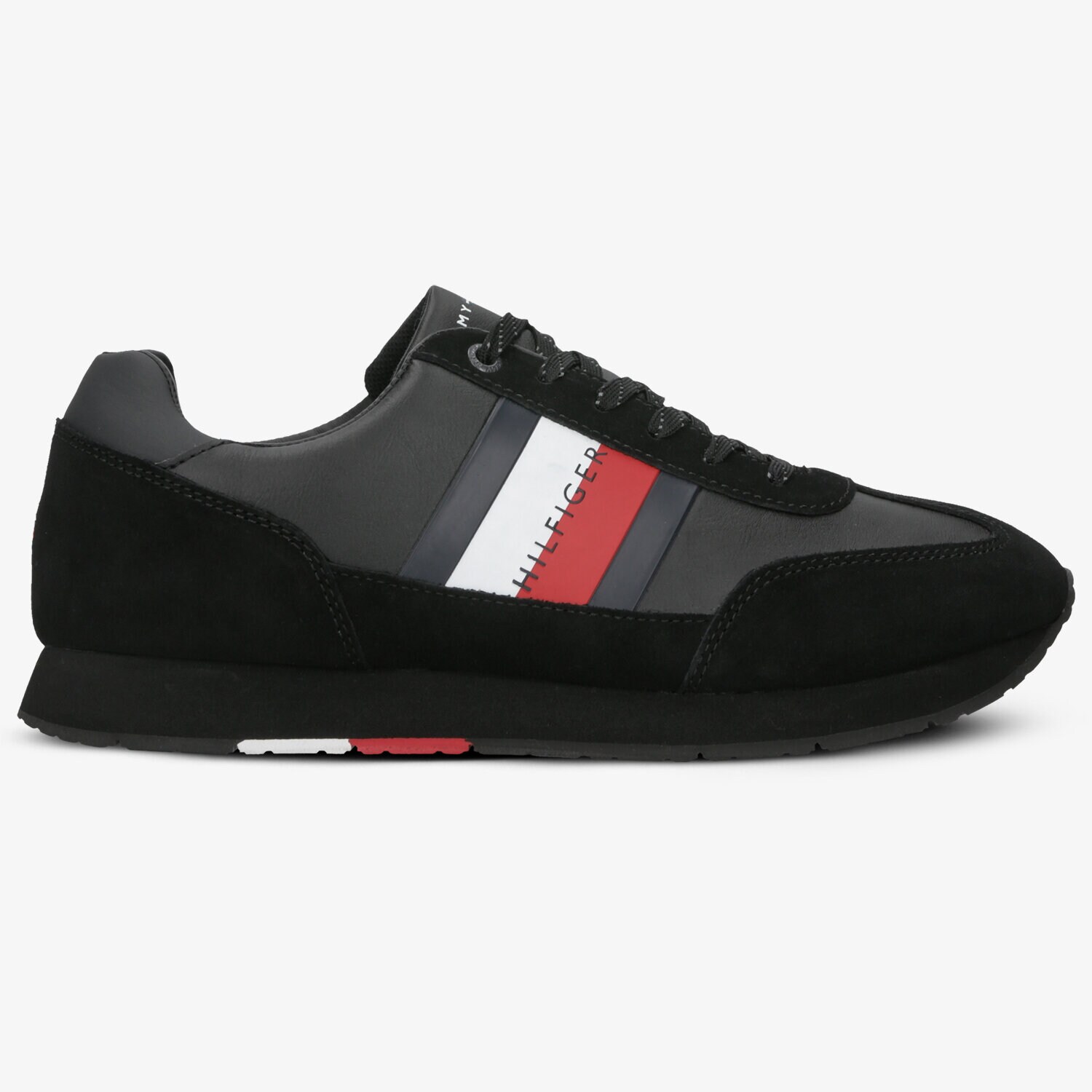 Barbați pantofi sport TOMMY HILFIGER CORPORATE LEATHER FLAG RUNNER FM0FM02380990 Negru
