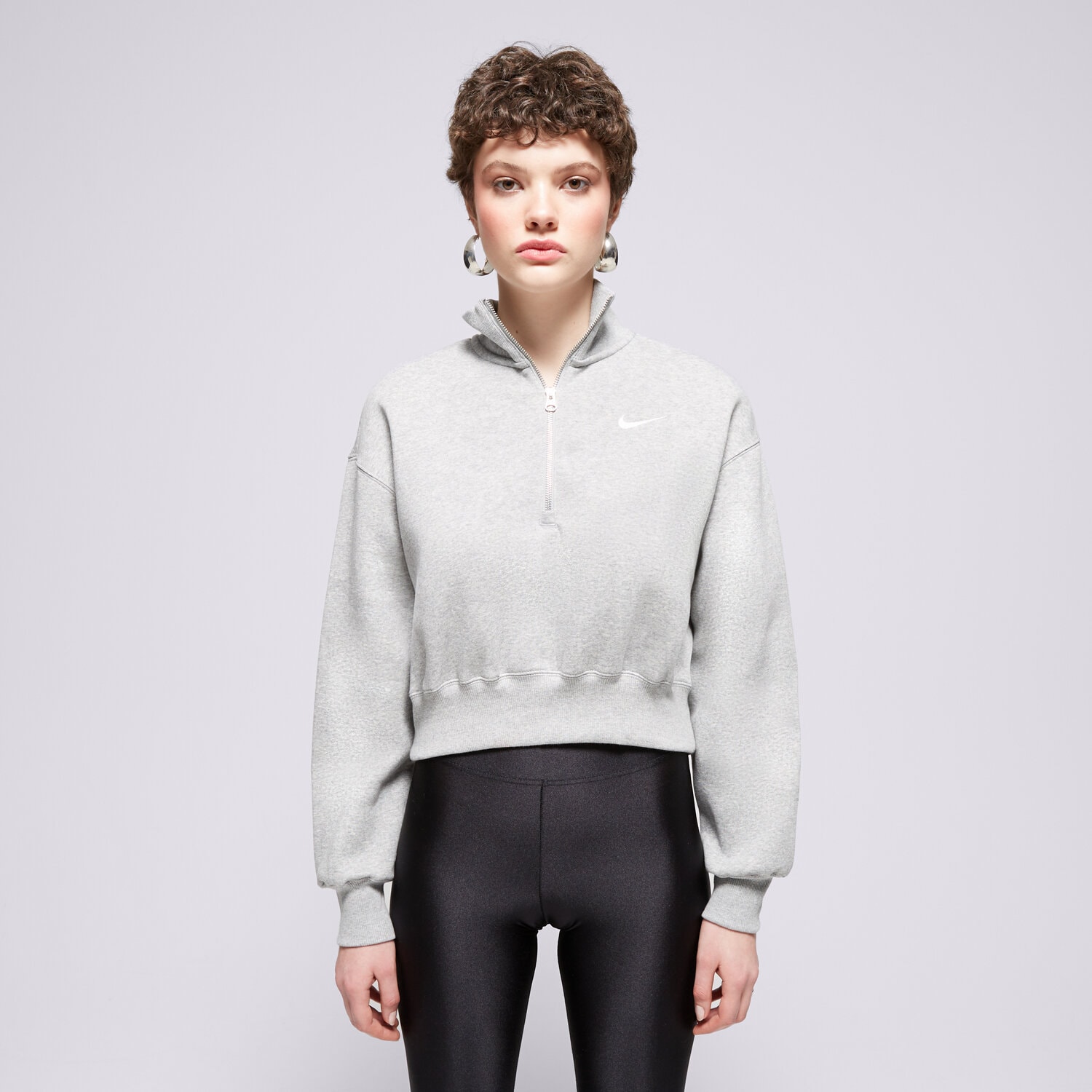 Femei bluză NIKE BLUZĂ W NSW PHNX FLC QZ CROP DQ5767-063 Gri