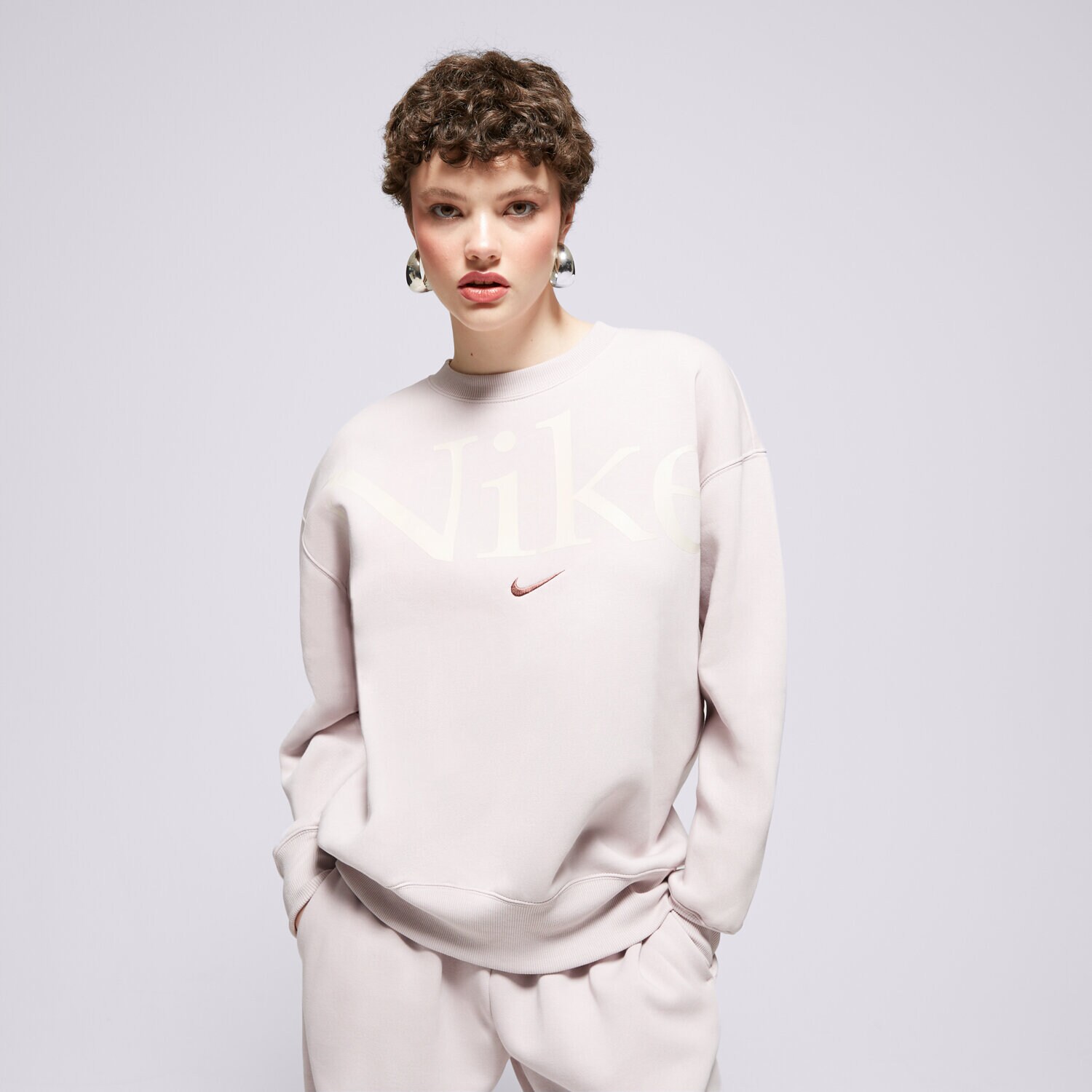 Femei bluză NIKE BLUZĂ W NSW PHNX FLC OS LOGO CREW FN3654-019 Violet